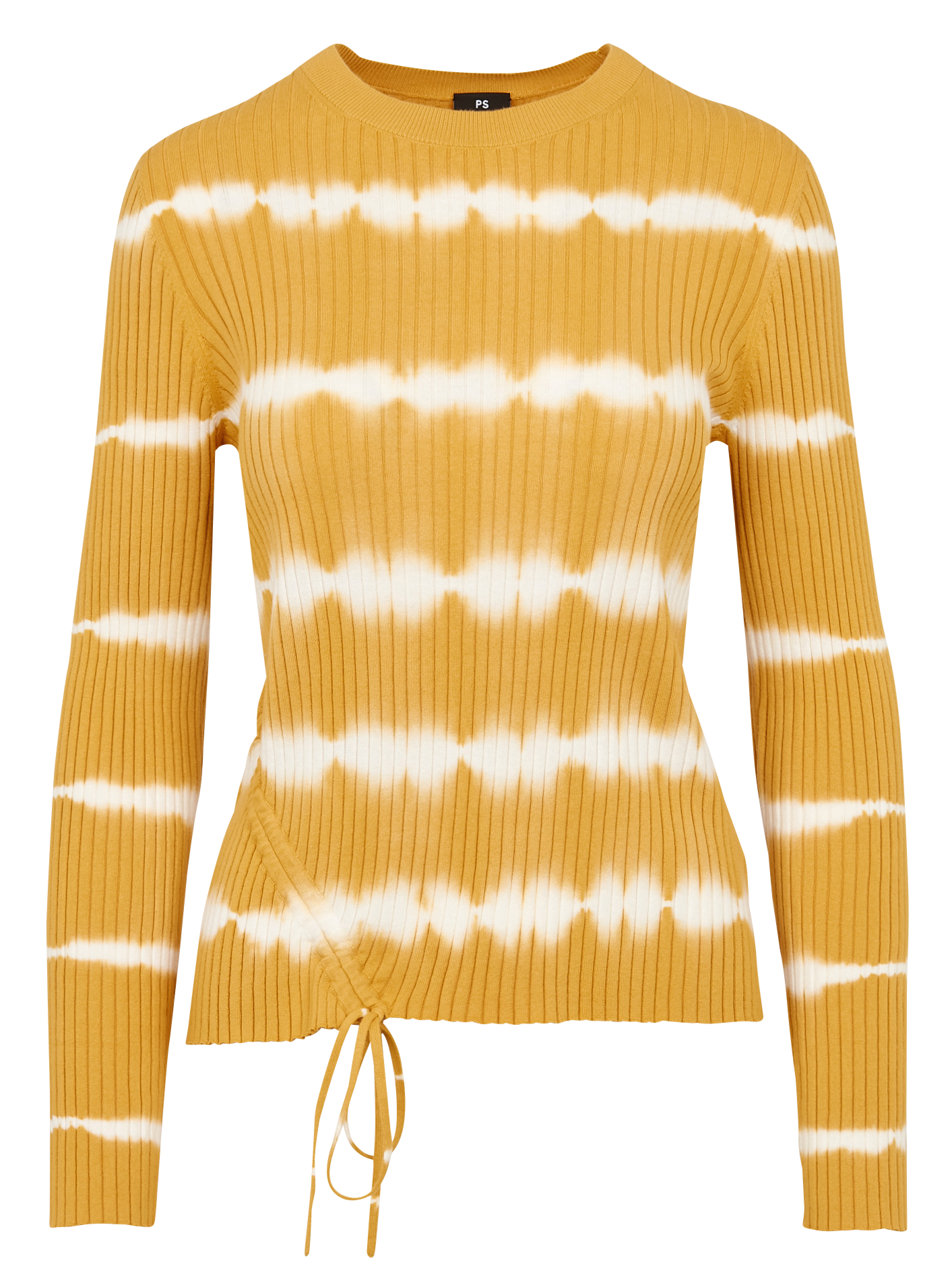 Round-neck ribbed tie-dye print organic cotton top PAUL SMITH Yellow