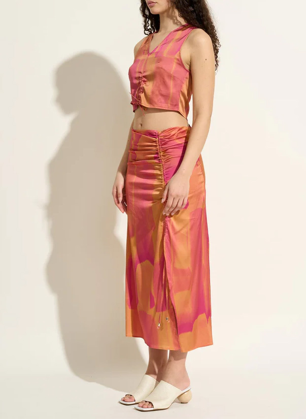 Fluid printed crop top with pleats FETE IMPERIALE Multicolored
