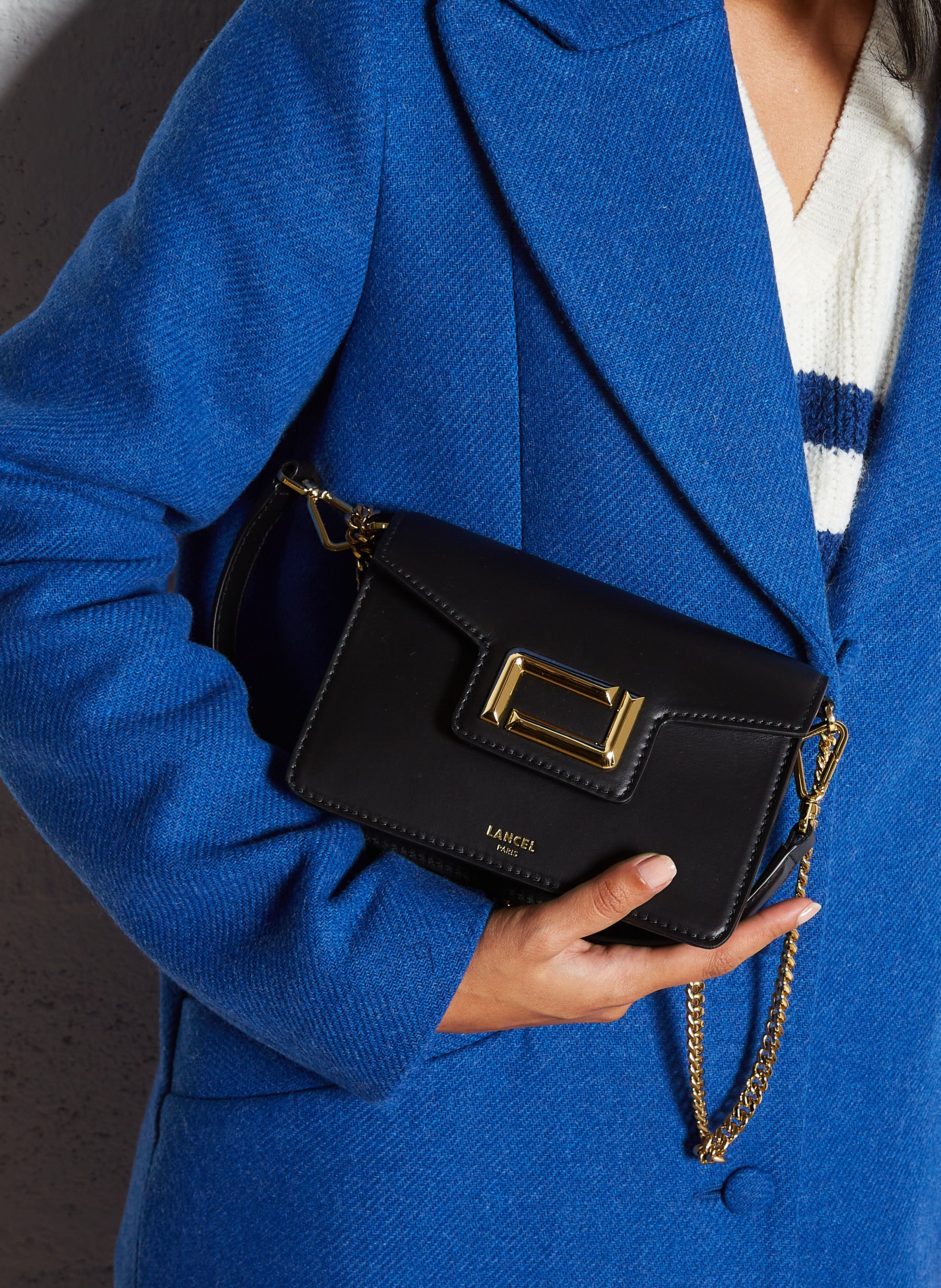 Mini sac bandoulière à rabat en cuir LANCEL Noir