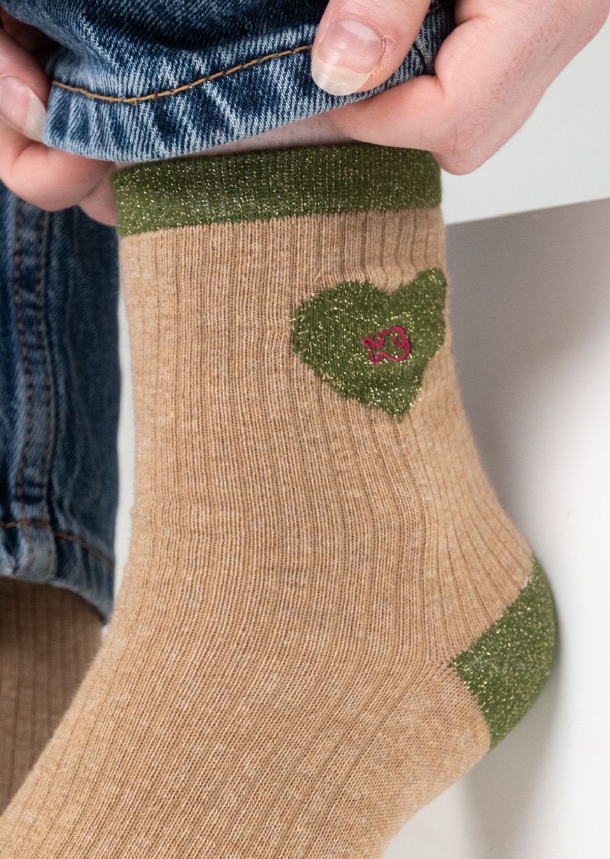 Combed cotton heart socks BILLYBELT Beige