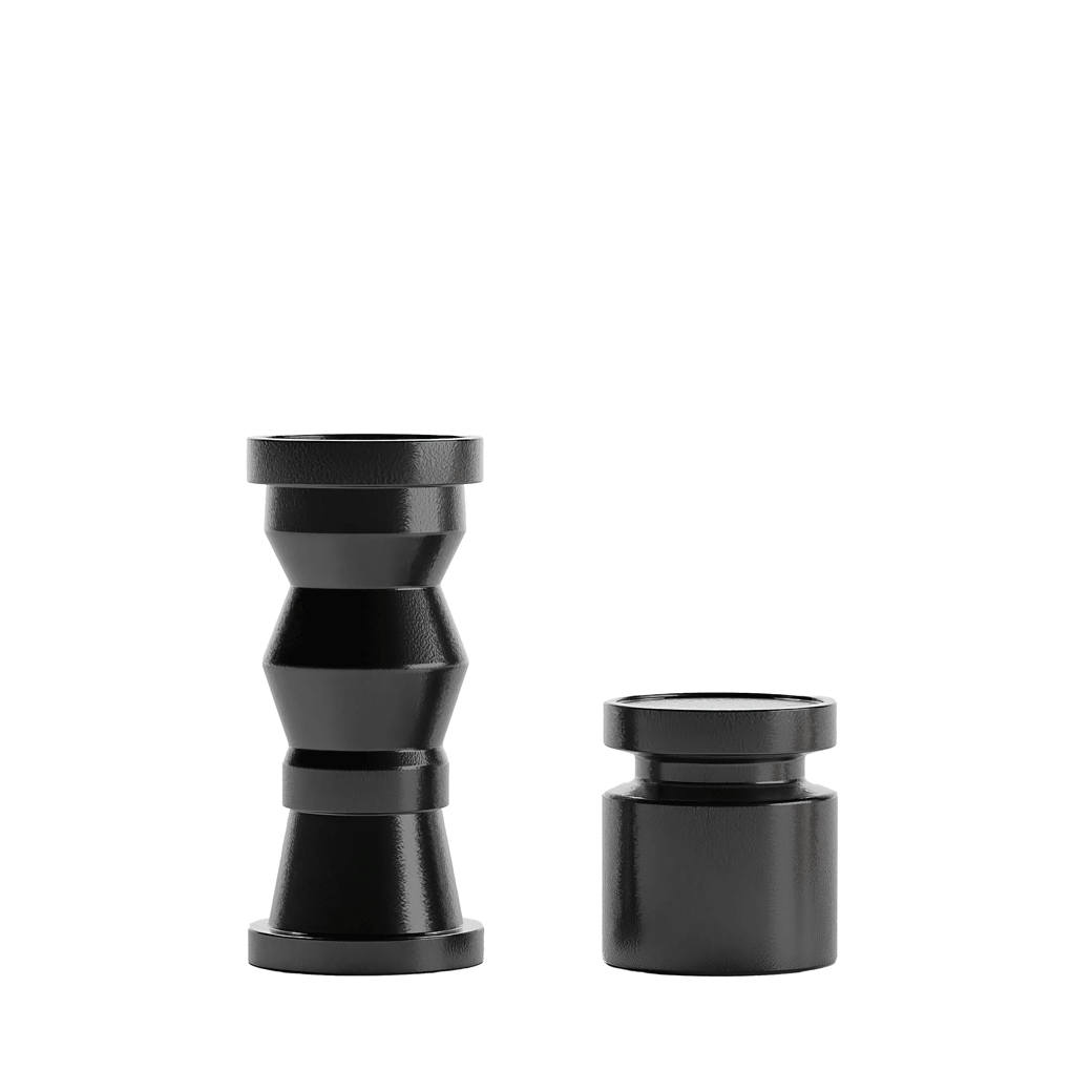 Set of 2 wooden design candle holders POTIRON PARIS Black