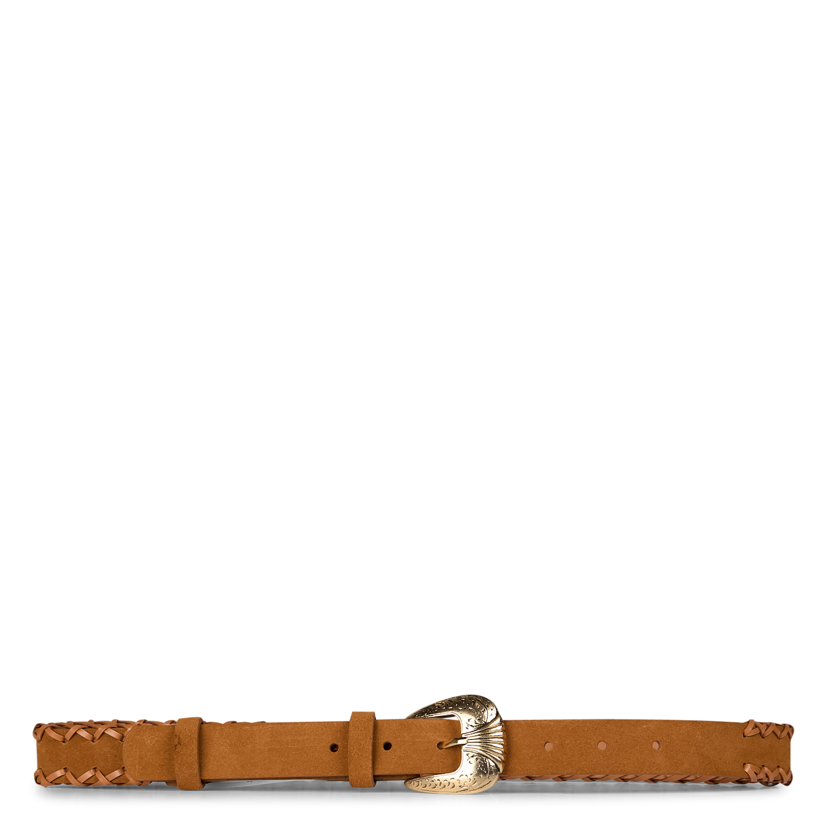 Ceinture tressée en cuir velours PIECES Marron