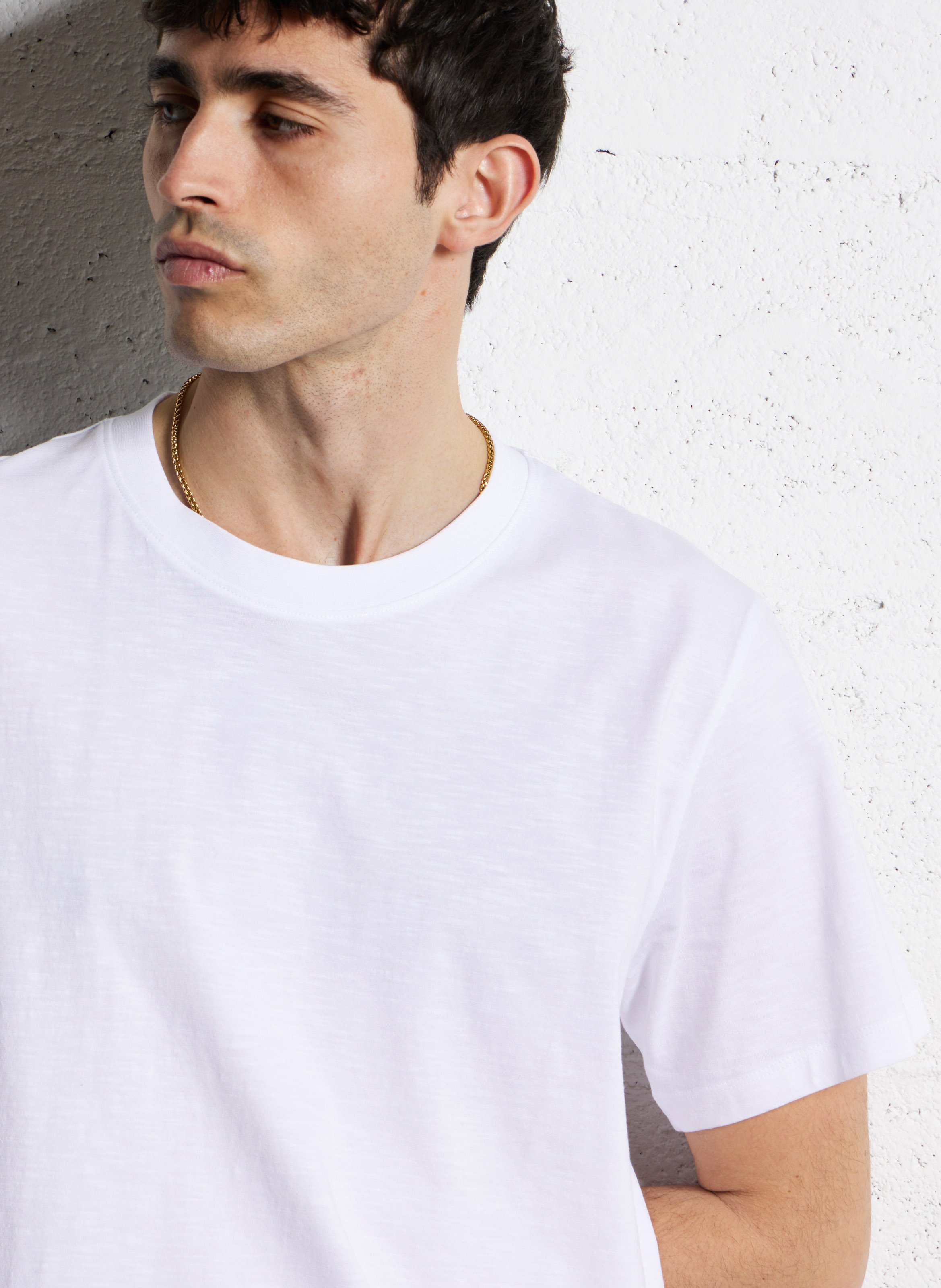 Short-sleeved organic cotton T-shirt SELECTED White