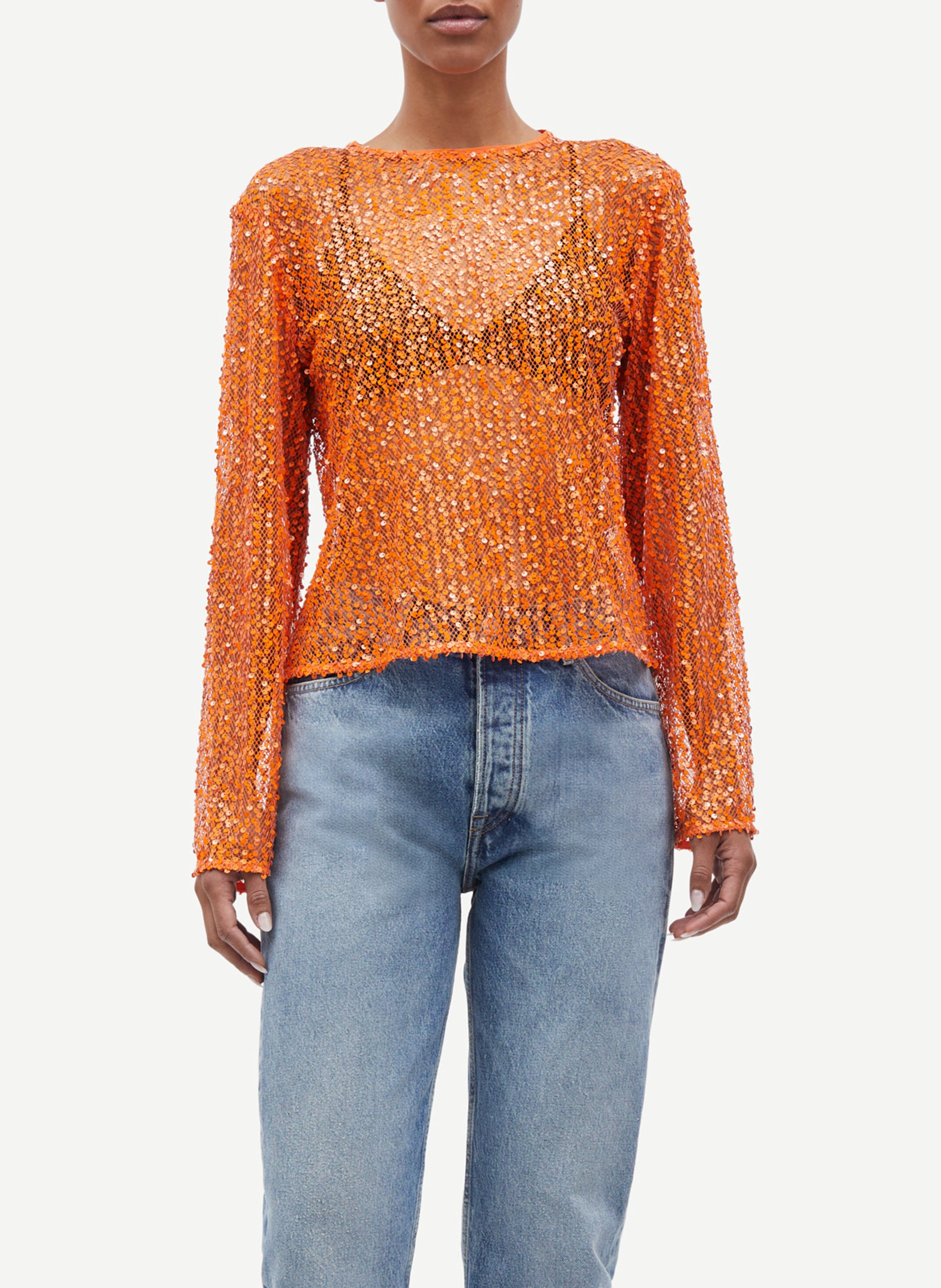 Gret - Top mit Rundhalsausschnitt und Pailletten SAMSOE SAMSOE Orange