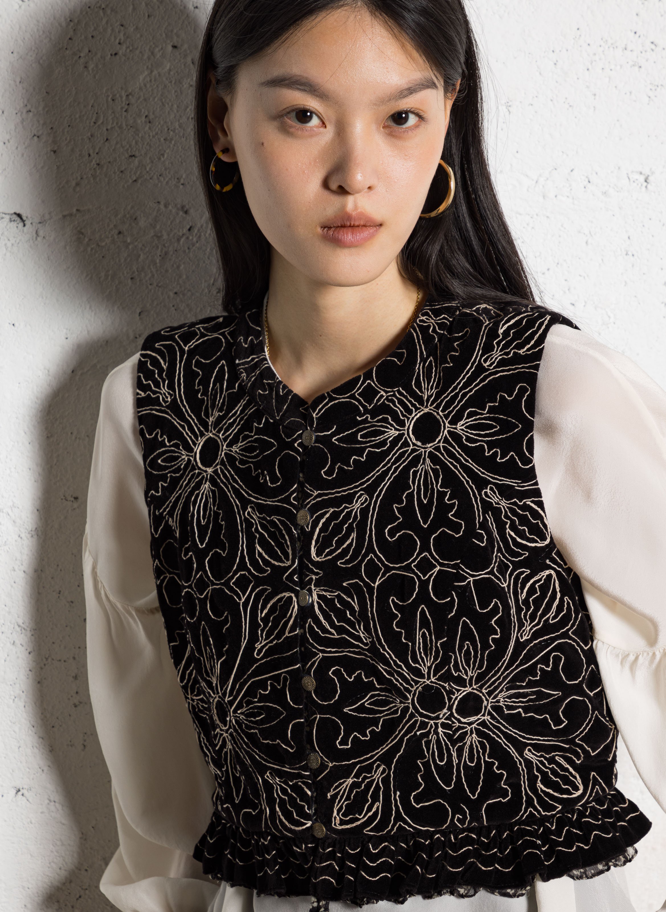 Veste col rond en coton MAISON HOTEL Noir