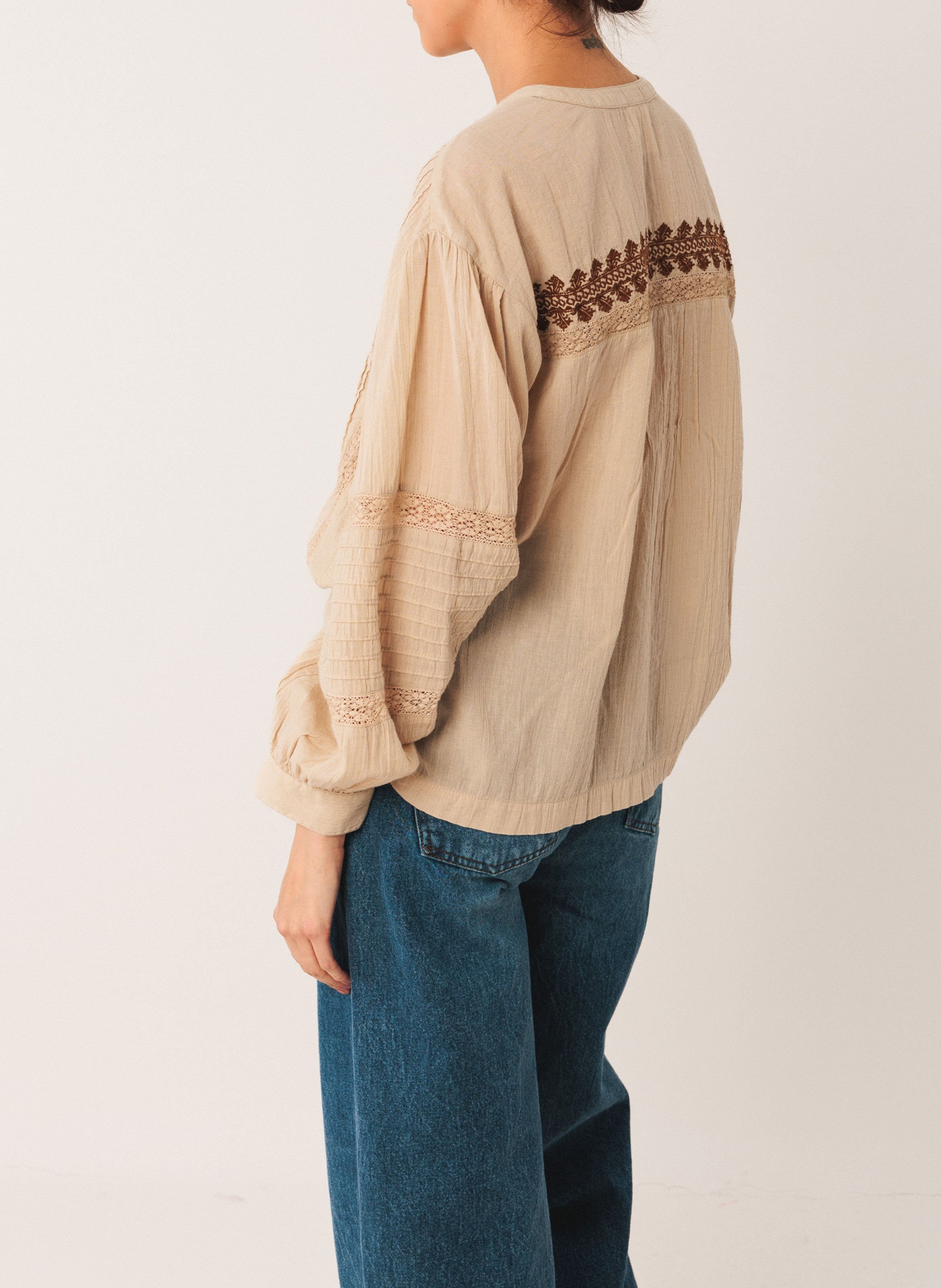 Chemise ample col rond en coton bio INDI & COLD Argent