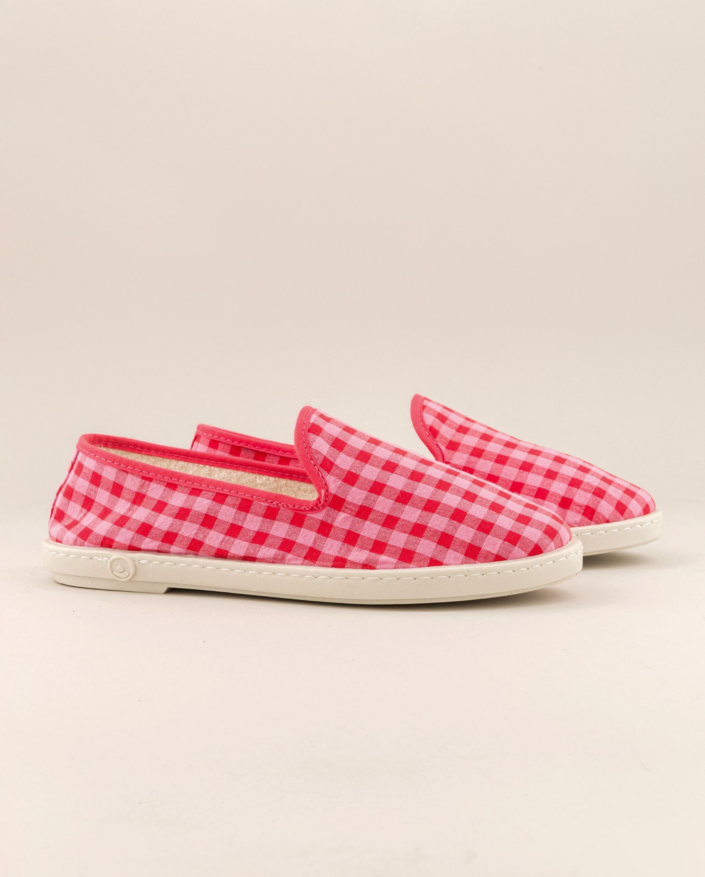 Women's gingham slippers, red-pink ANGARDE Red