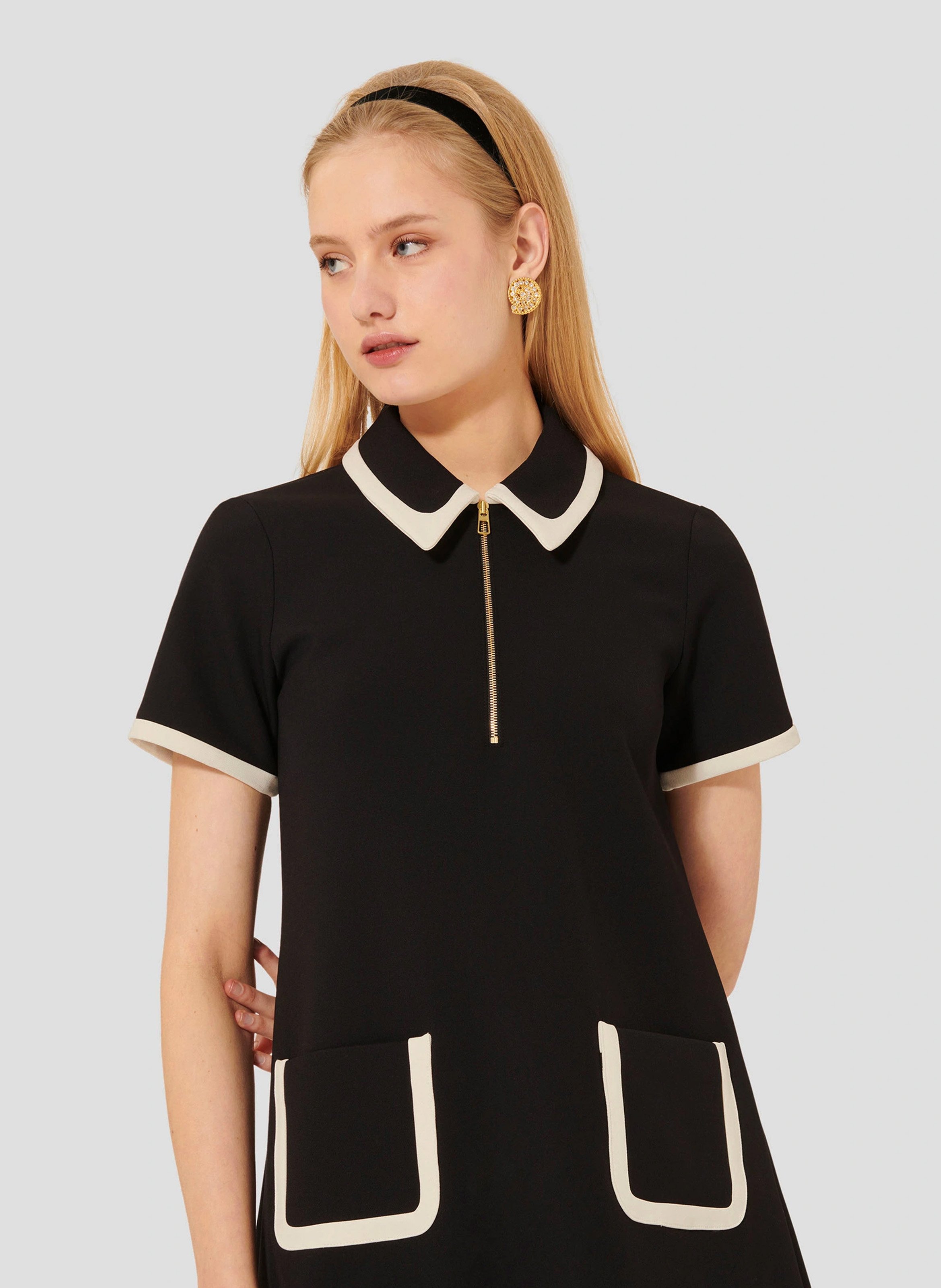Short dress with shirt collar TARA JARMON Black