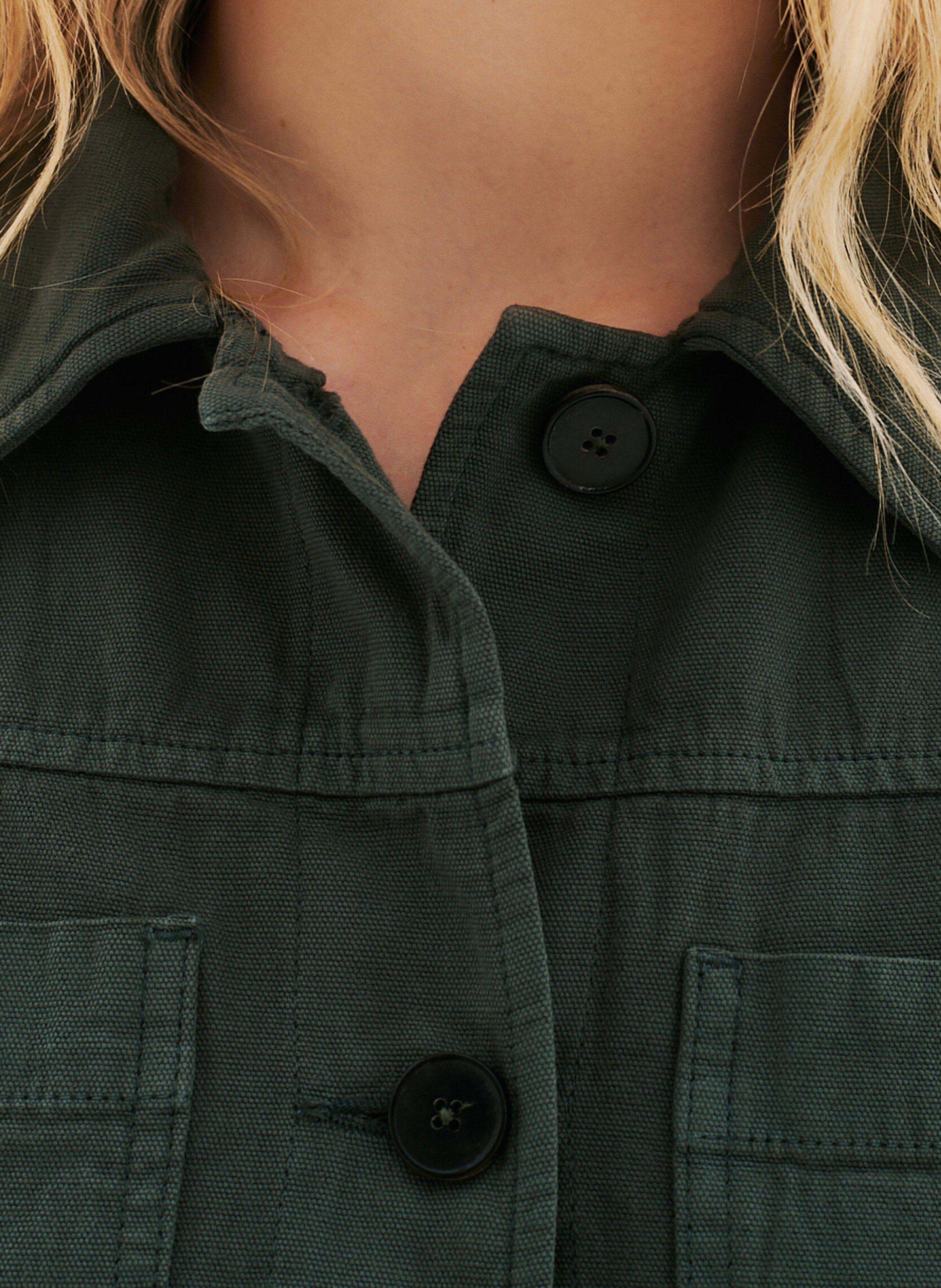 Cotton-blend coat with classic collar CAROLL Green