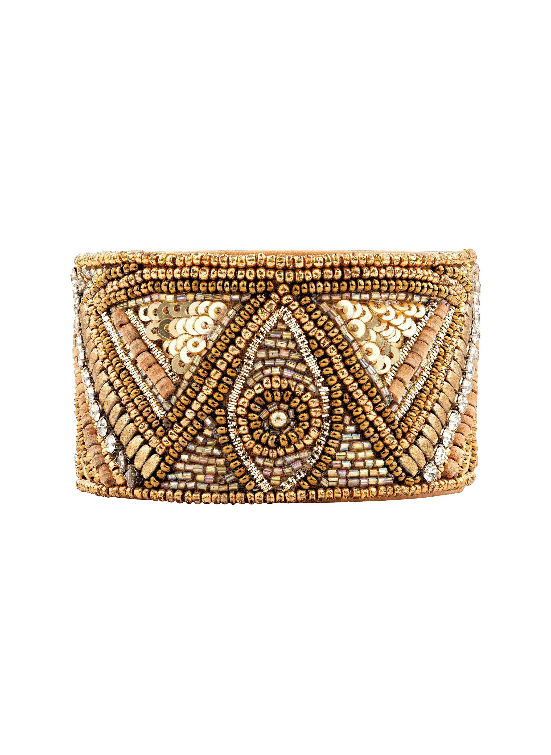Adjustable cuff bracelet made of woven beads HIPANEMA Golden