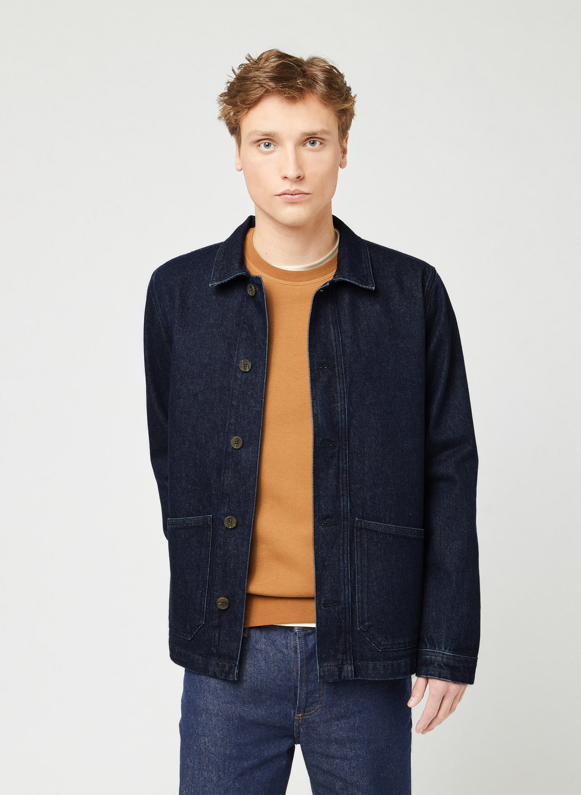 Shirt with classic collar in blended cotton denim FAGUO Raw denim