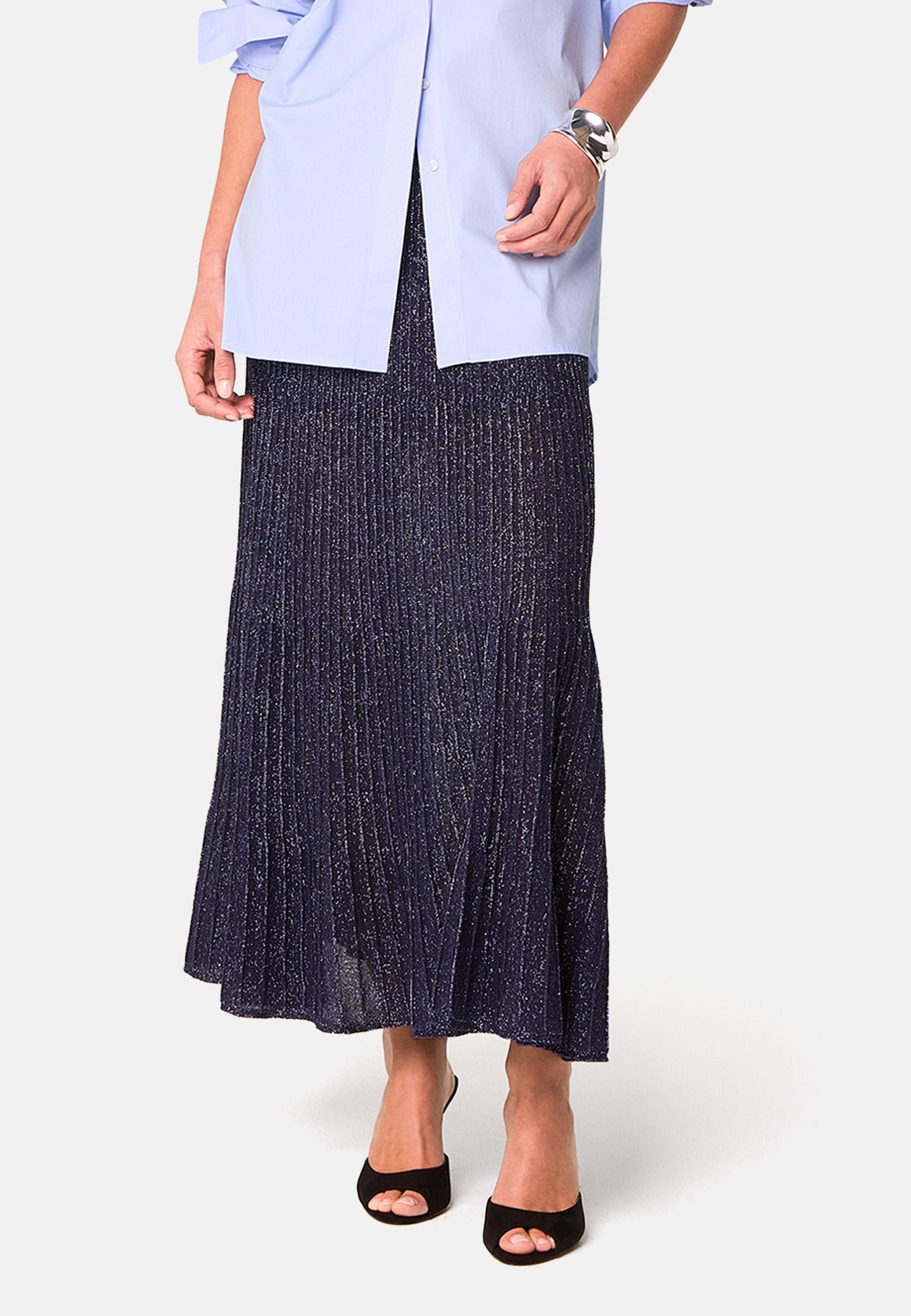 Pleated long skirt in lurex knit RODIER Blue