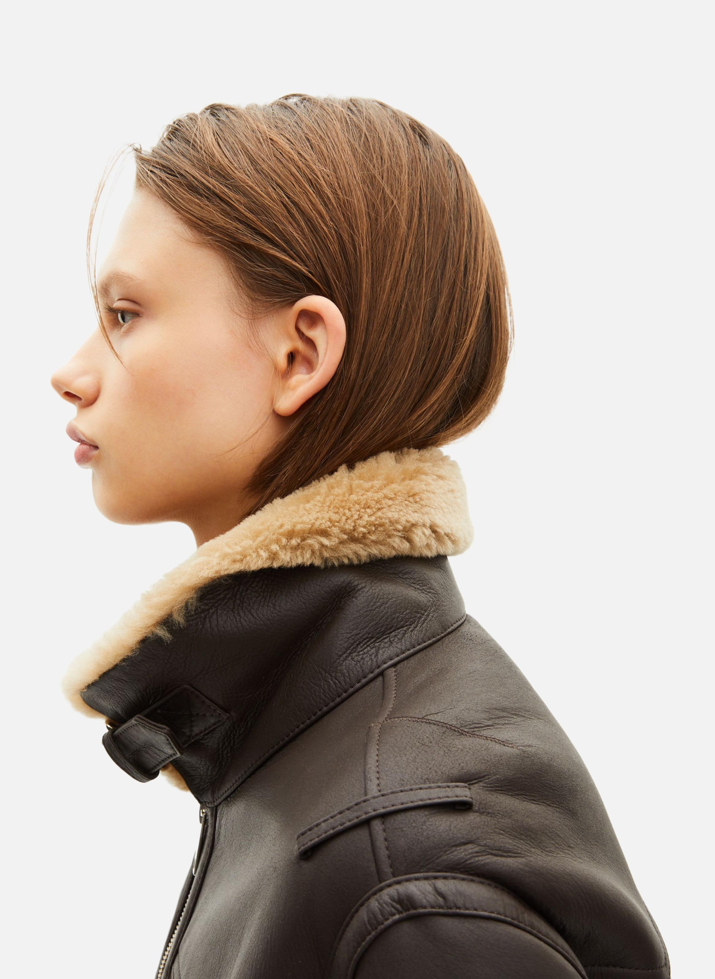 Short sheepskin coat with sherpa collar THE KOOPLES Brown