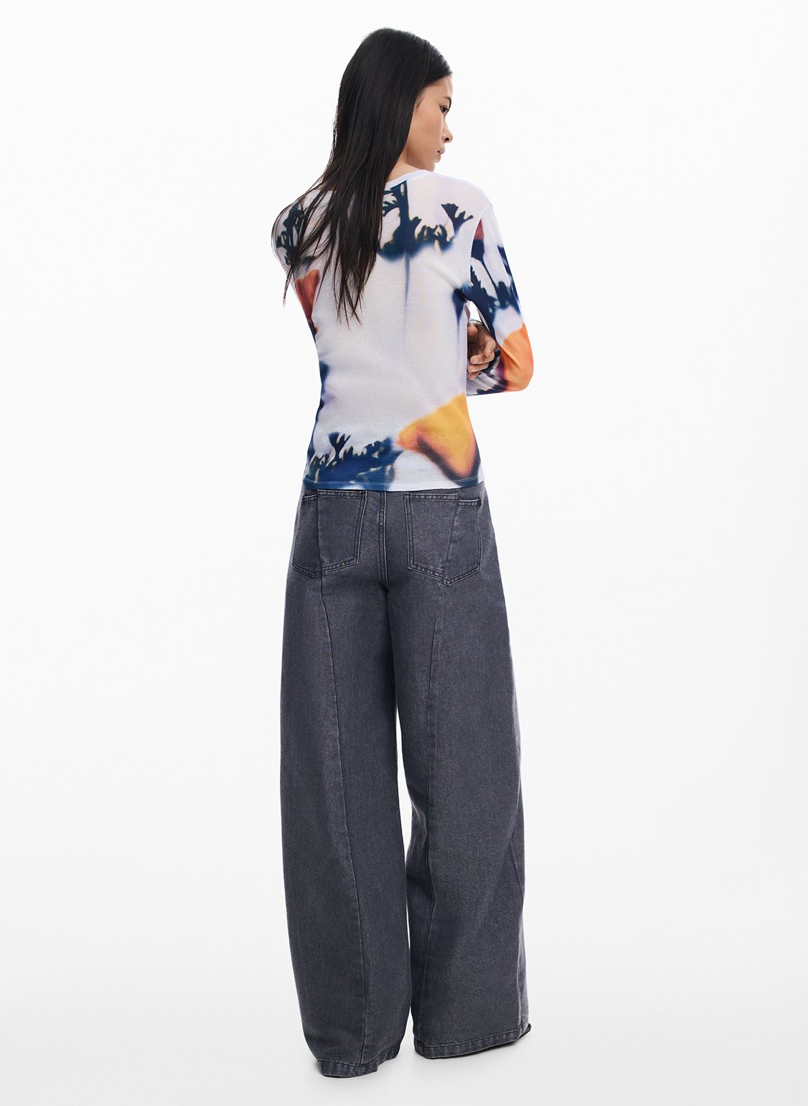 Tee-shirt col rond en coton DESIGUAL Blanc