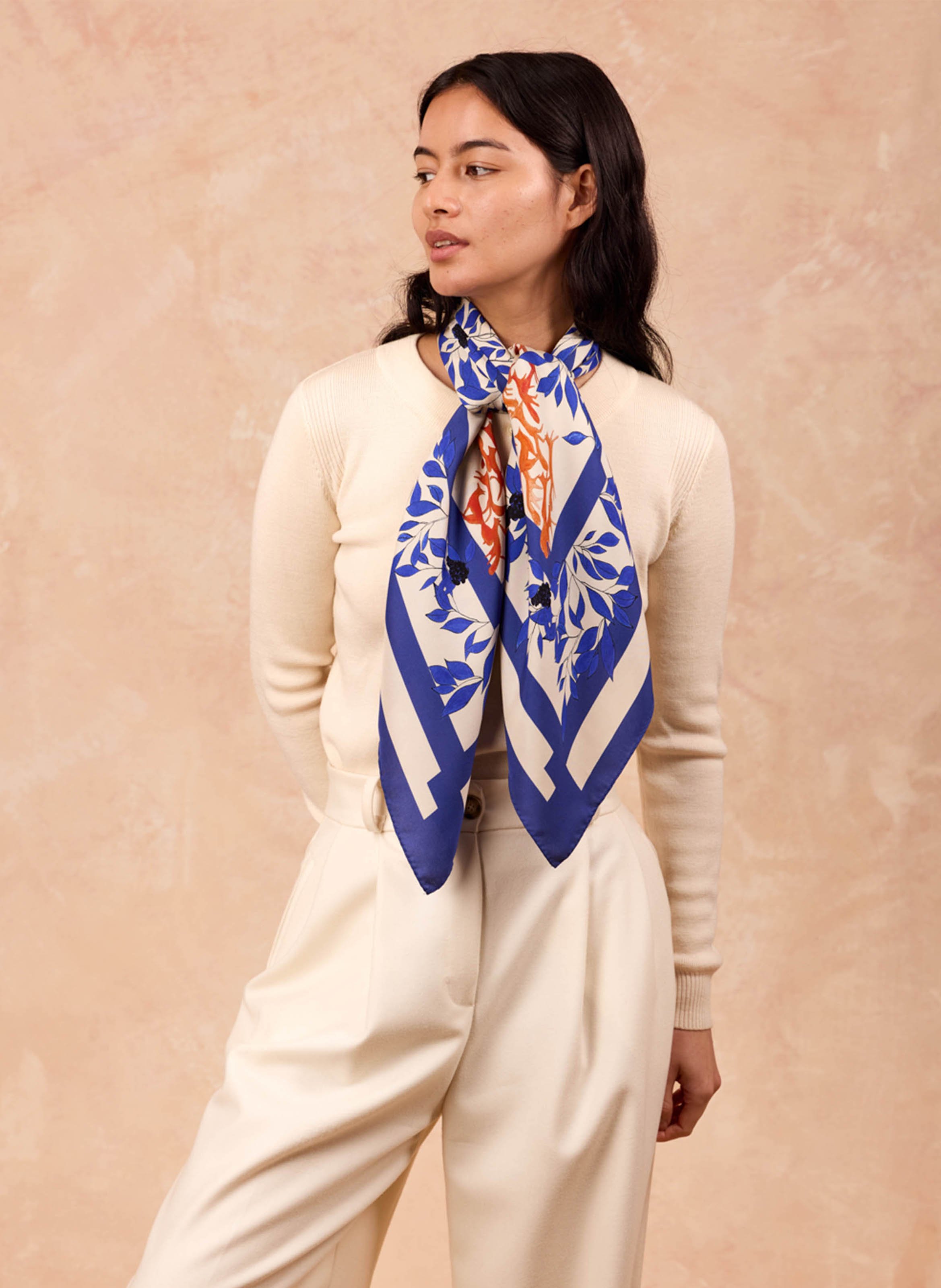 Floaty silk scarf PETITJEAN PARIS Blue