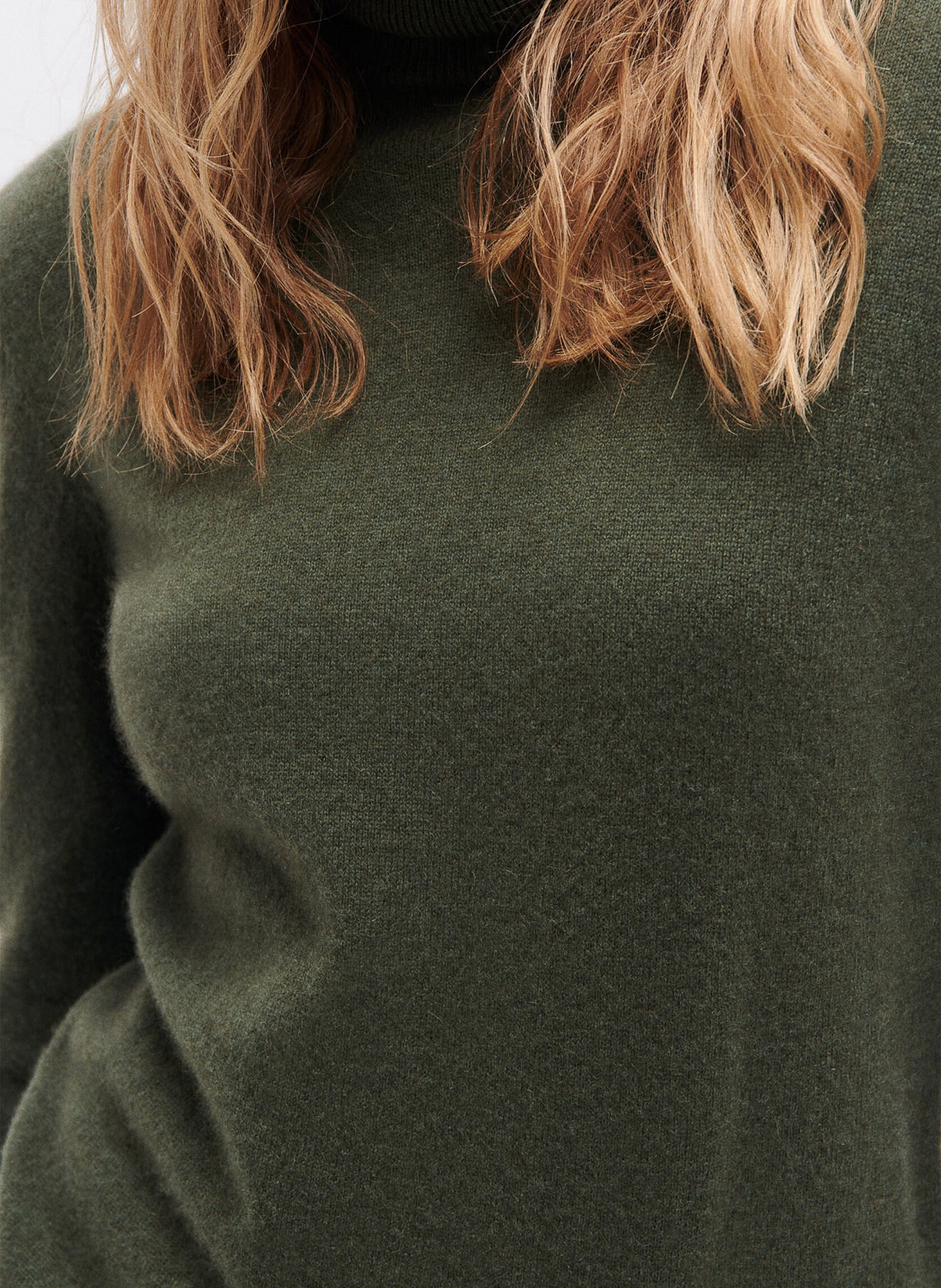 Cashmere straight-cut turtleneck sweater CAROLL Green
