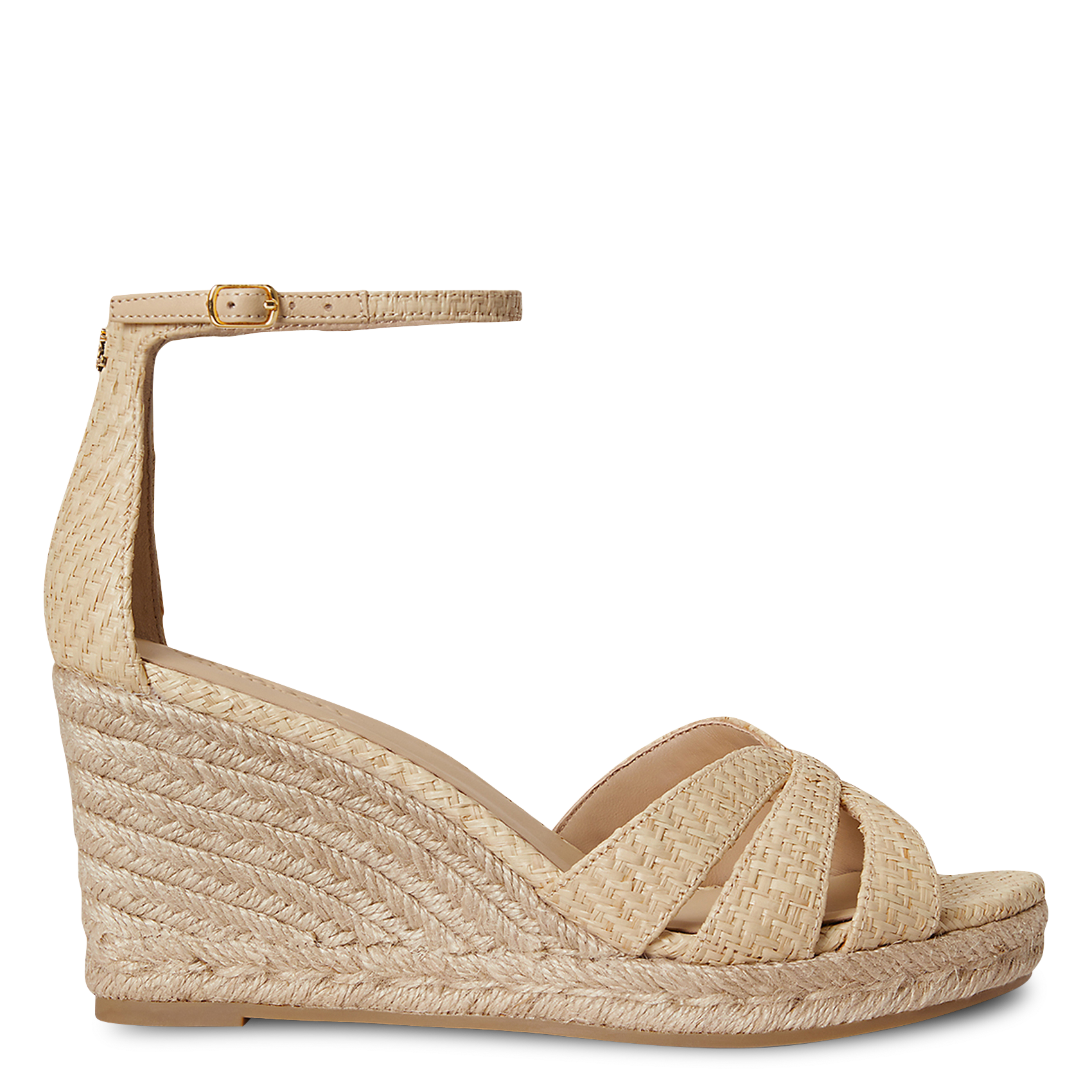 Wedge sandals in raffia and leather LAUREN RALPH LAUREN Beige