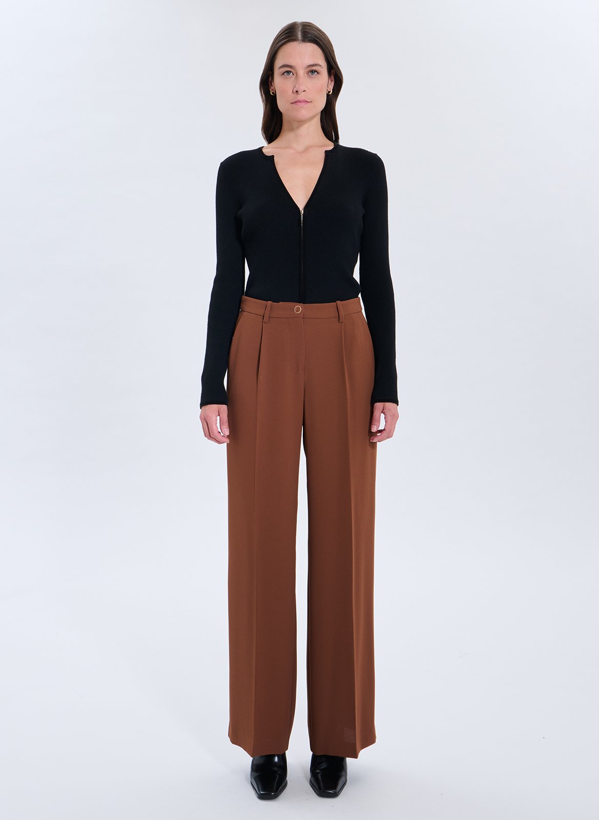 Wide pleated trousers  ZAPA Brown