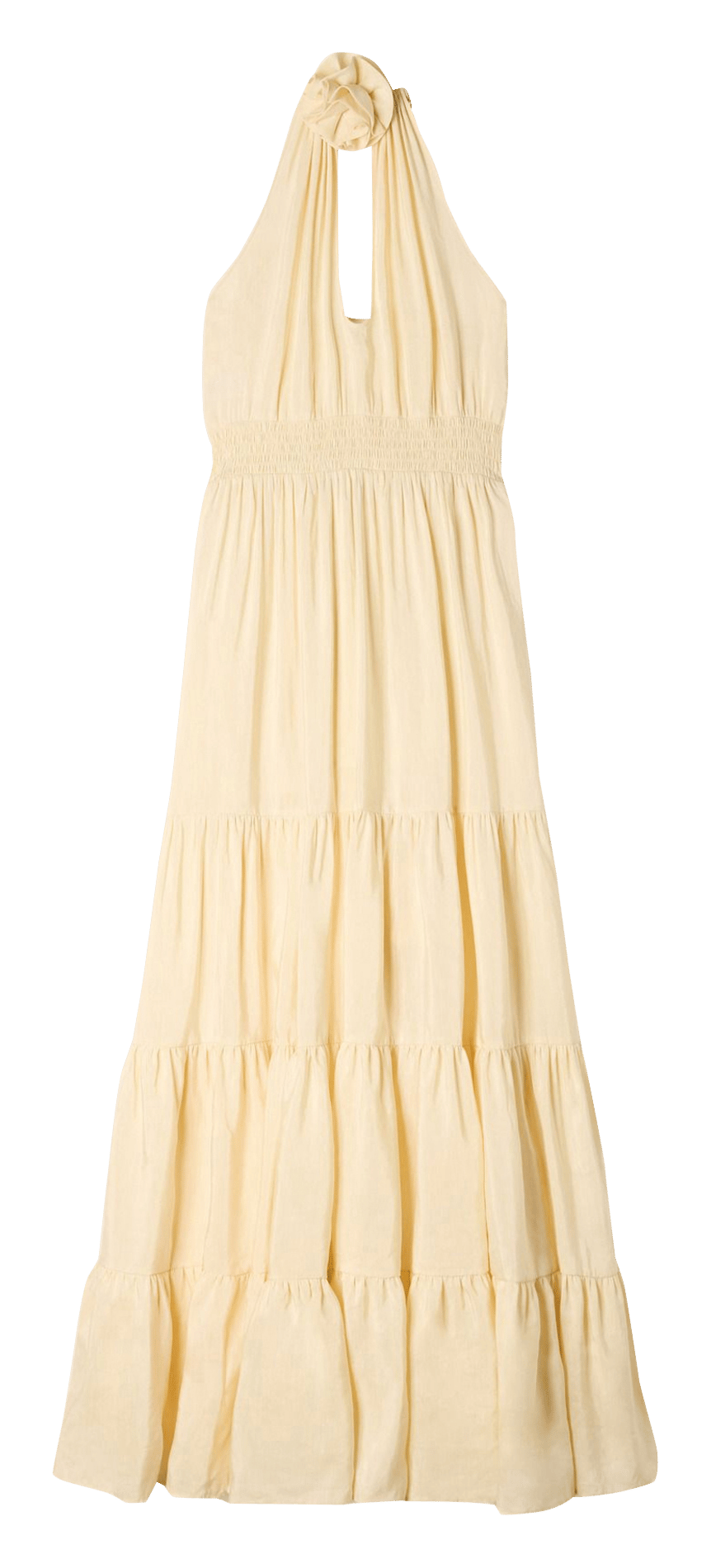 Robe longue cintrée en lin mélangé SANDRO Beige