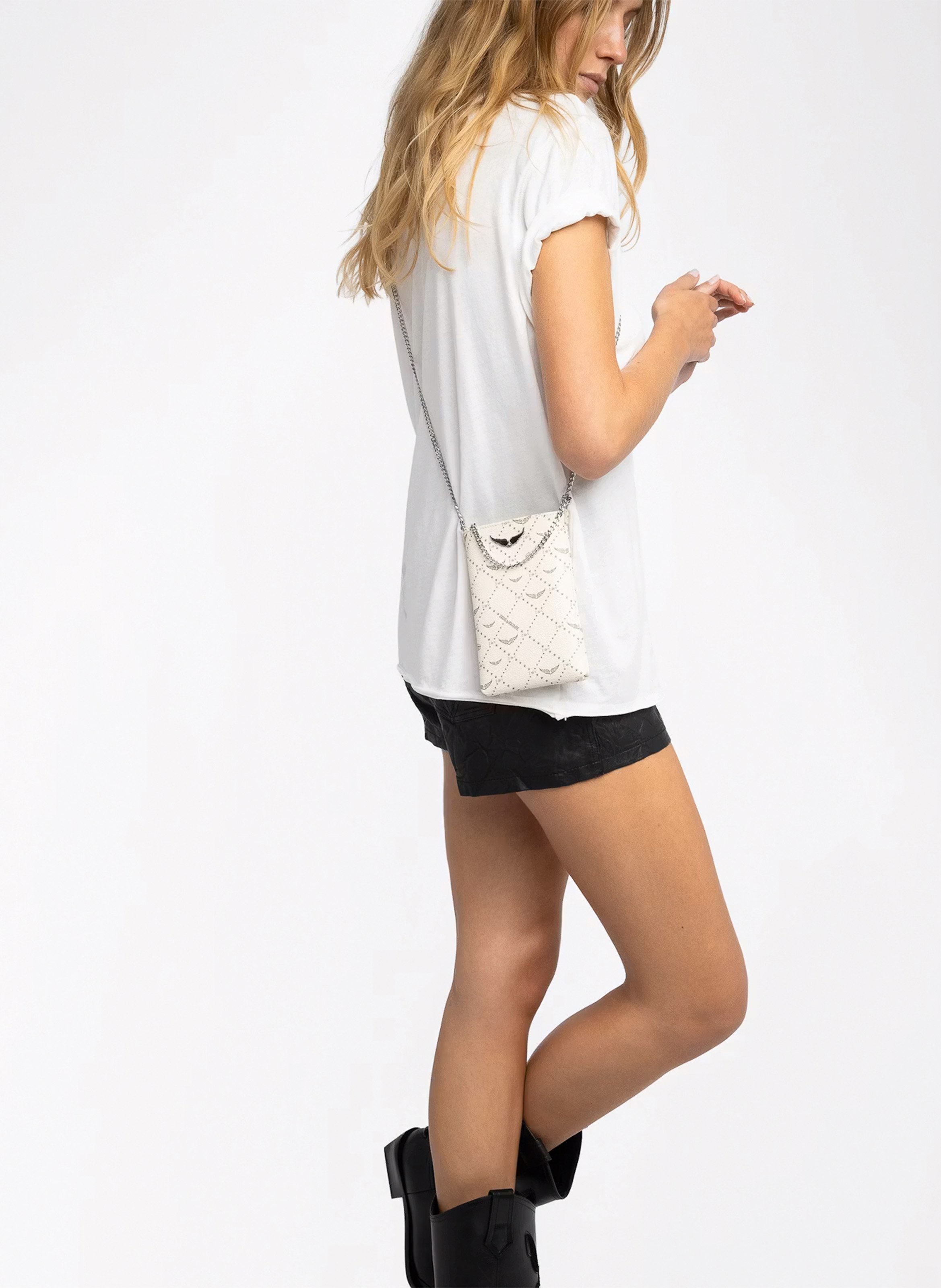 Pochette de téléphone en cuir imprimé ZADIG&VOLTAIRE Blanc