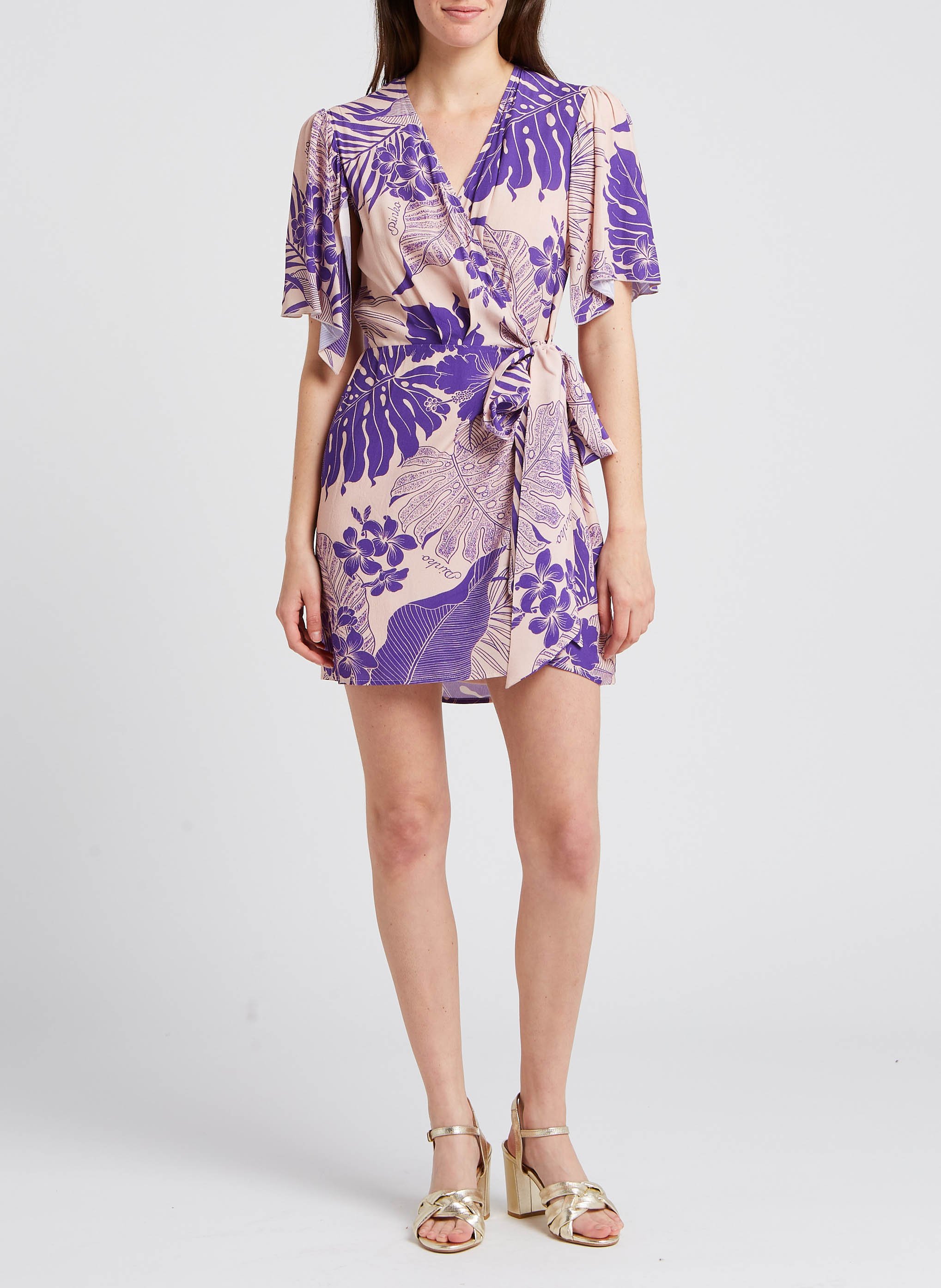 Robe courte col V imprimée  PINKO Violet
