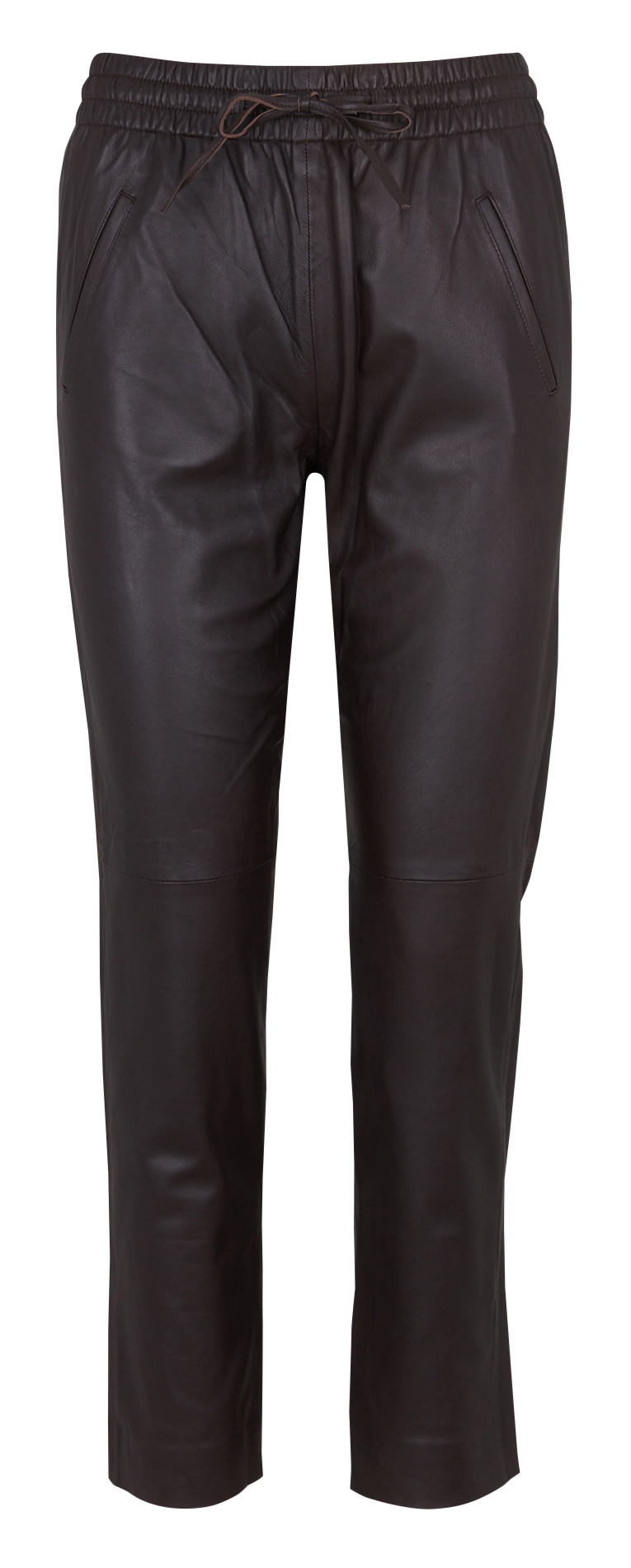 Pantalon droit taille haute en cuir ZAPA