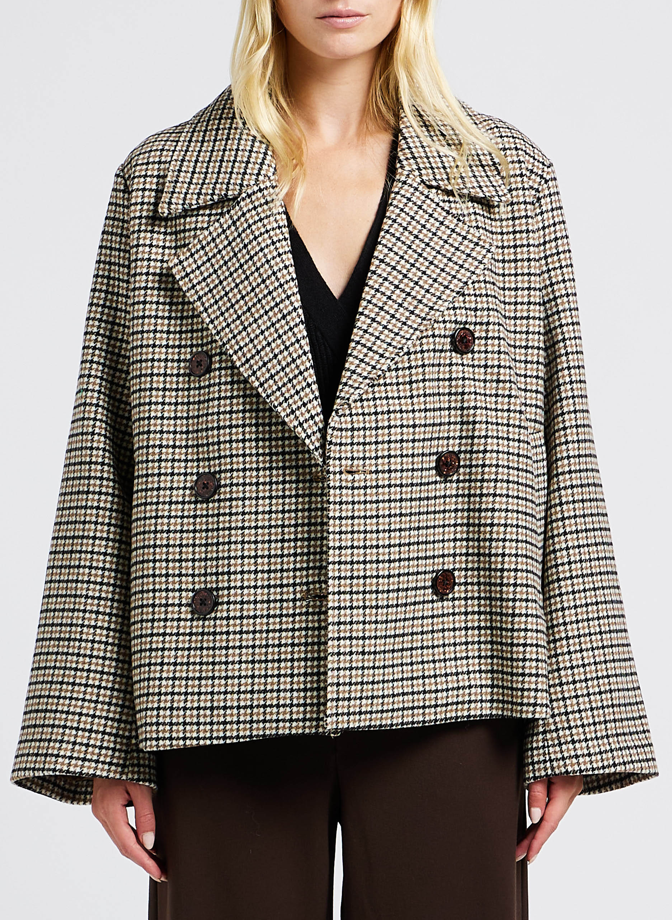 Veste tailleur droite à imprimé OBJECT Marron