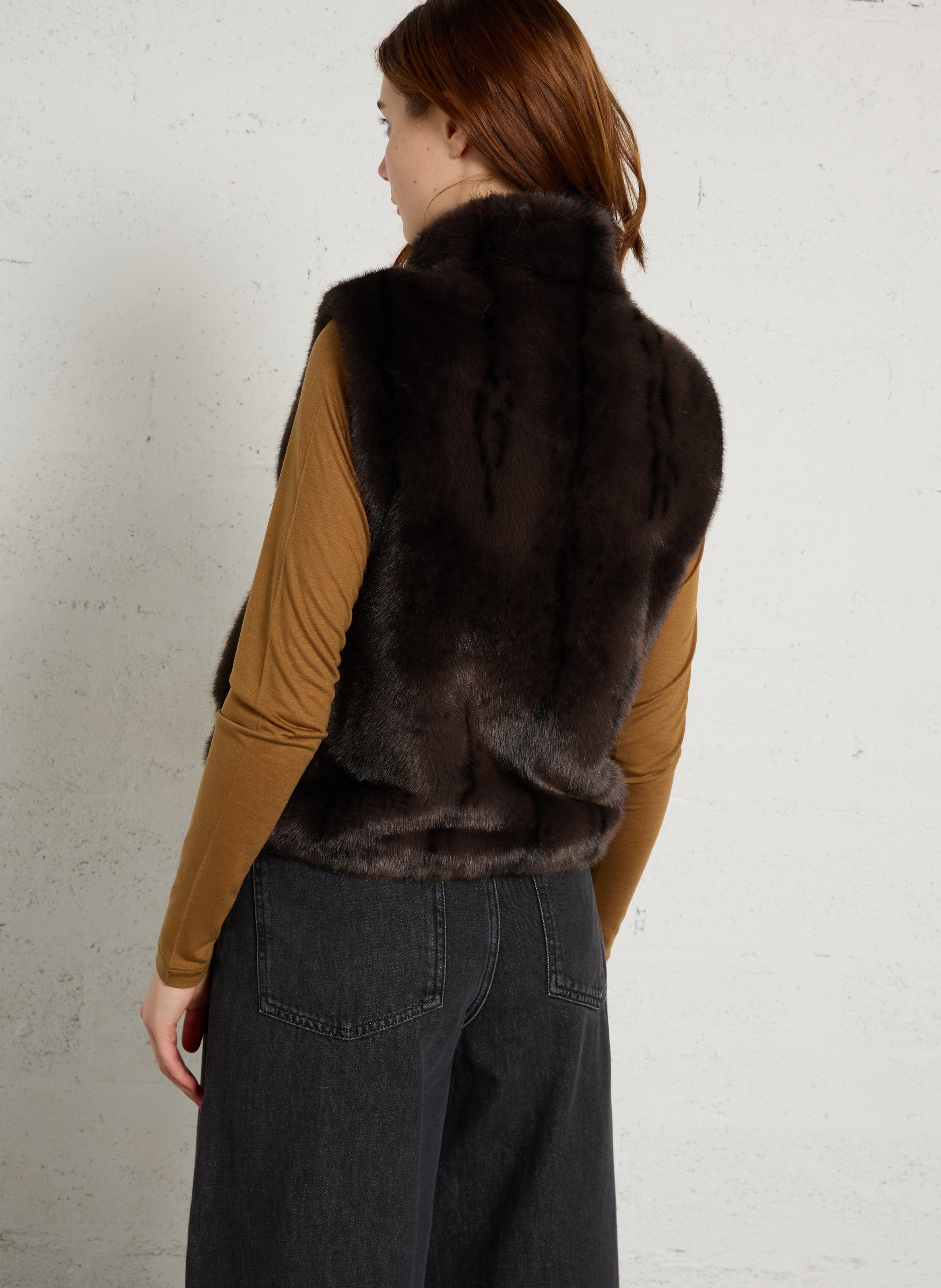 Straight faux fur jacket MAISON 123 Grey