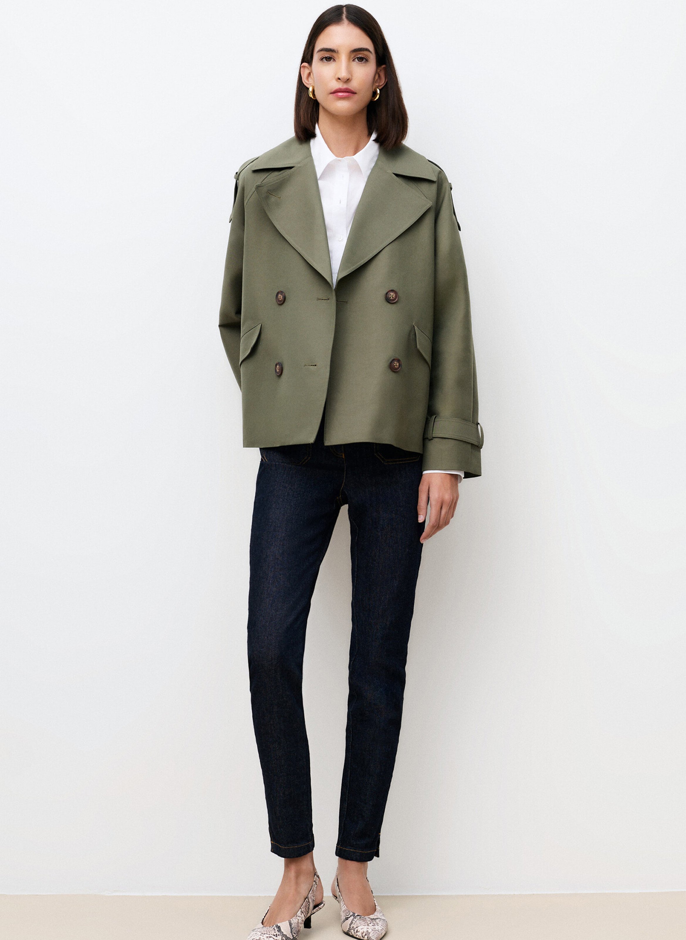 Trenchcoat met reverskraag CAROLL Groen