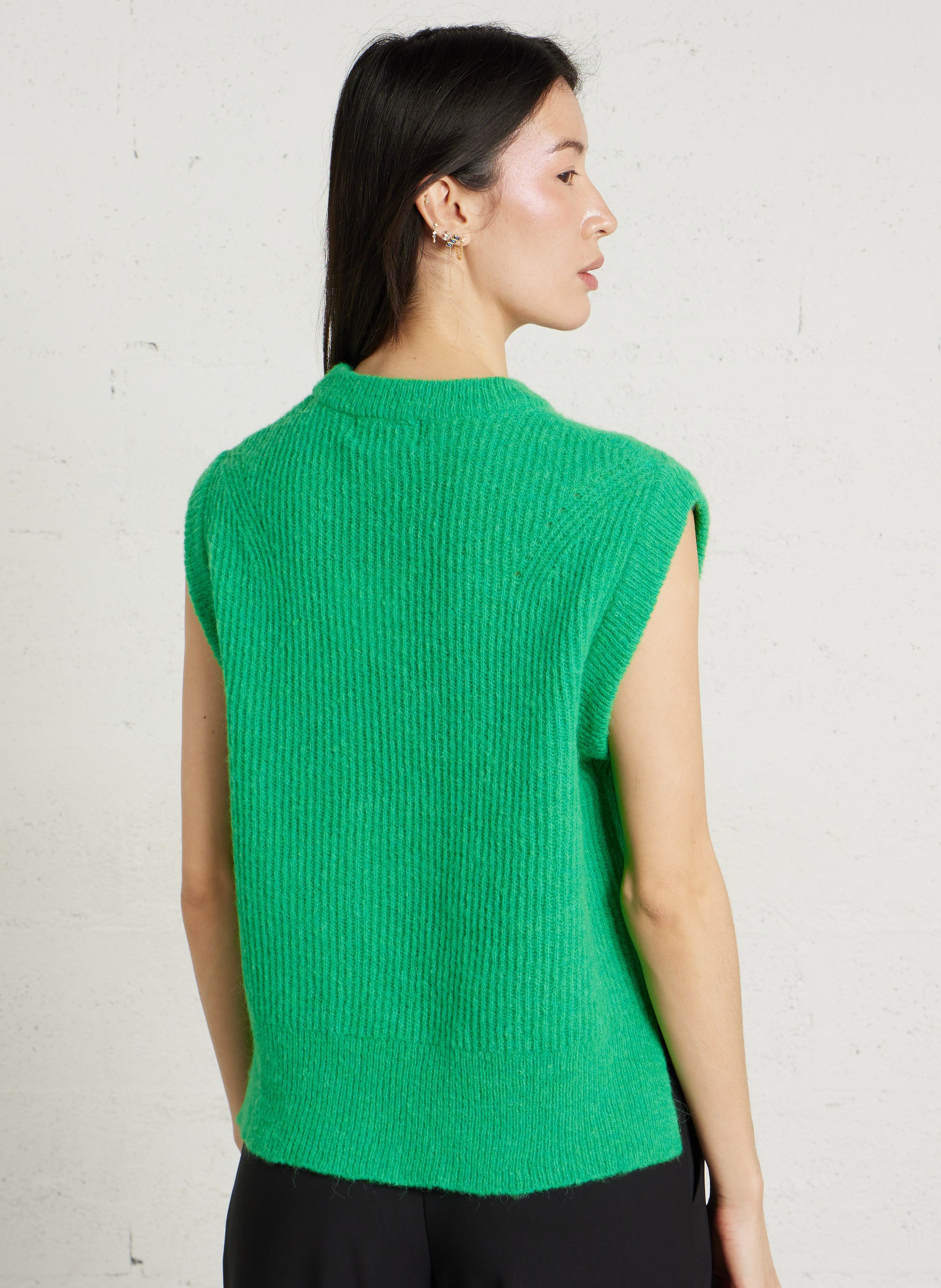 Straight round-neck knit sweater MAISON ANJE Green