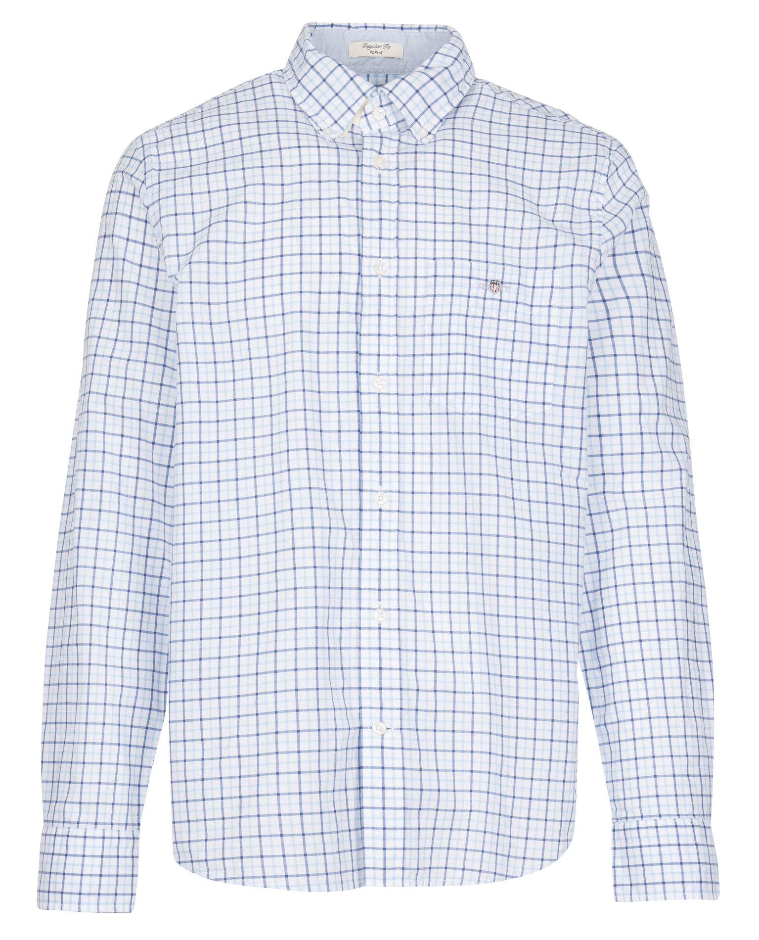 Regular-fit blouse van geruite katoen met Amerikaanse kraag GANT Blauw