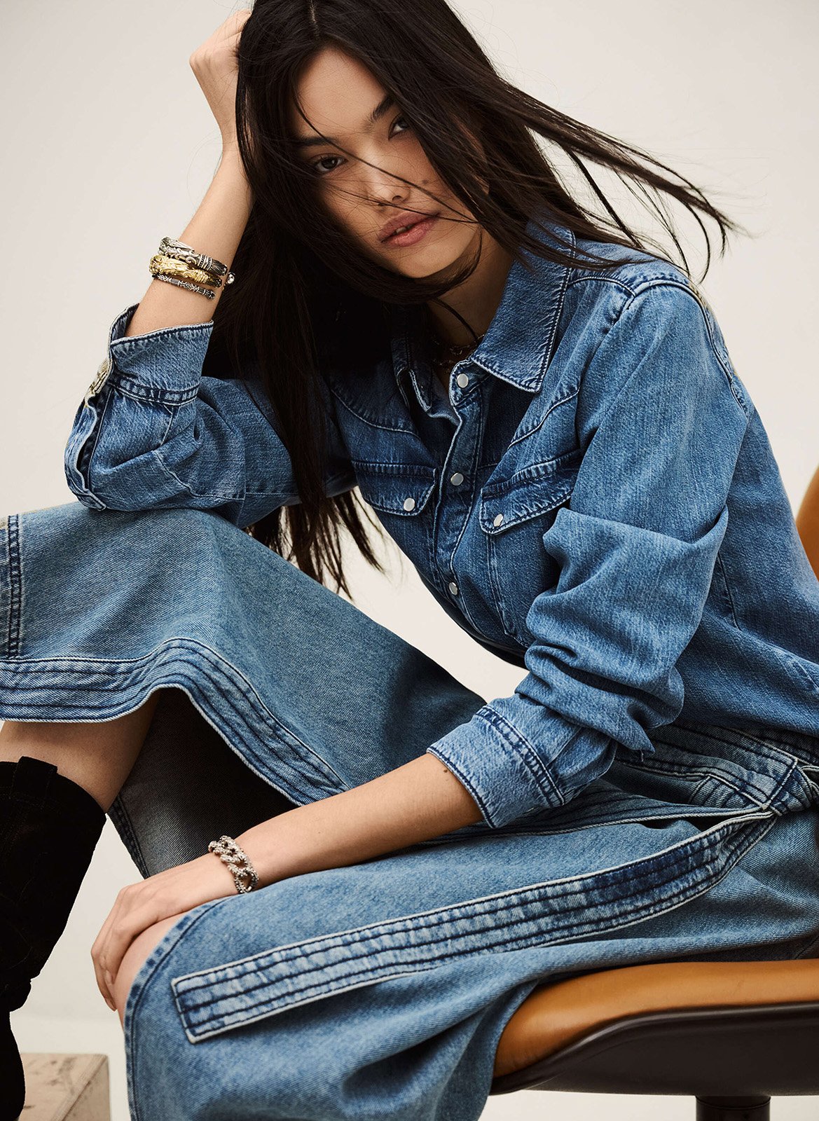 Anaïs cotton midi skirt BA&SH Blue