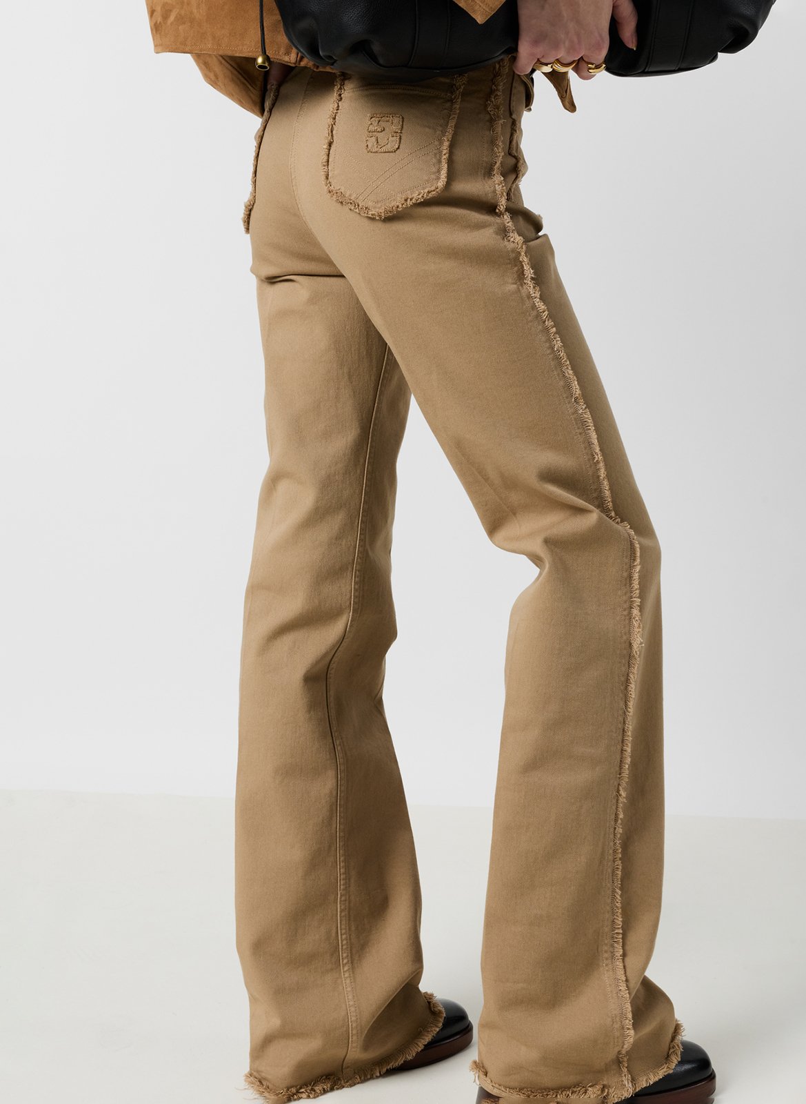 Flared Jeans mit hohem Bund und Fransen GERARD DAREL Beige