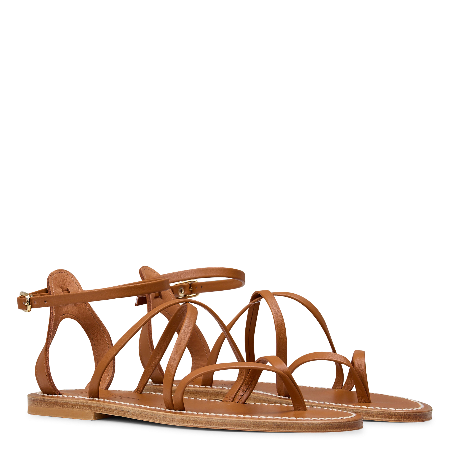 Sandales plates en cuir K JACQUES Marron