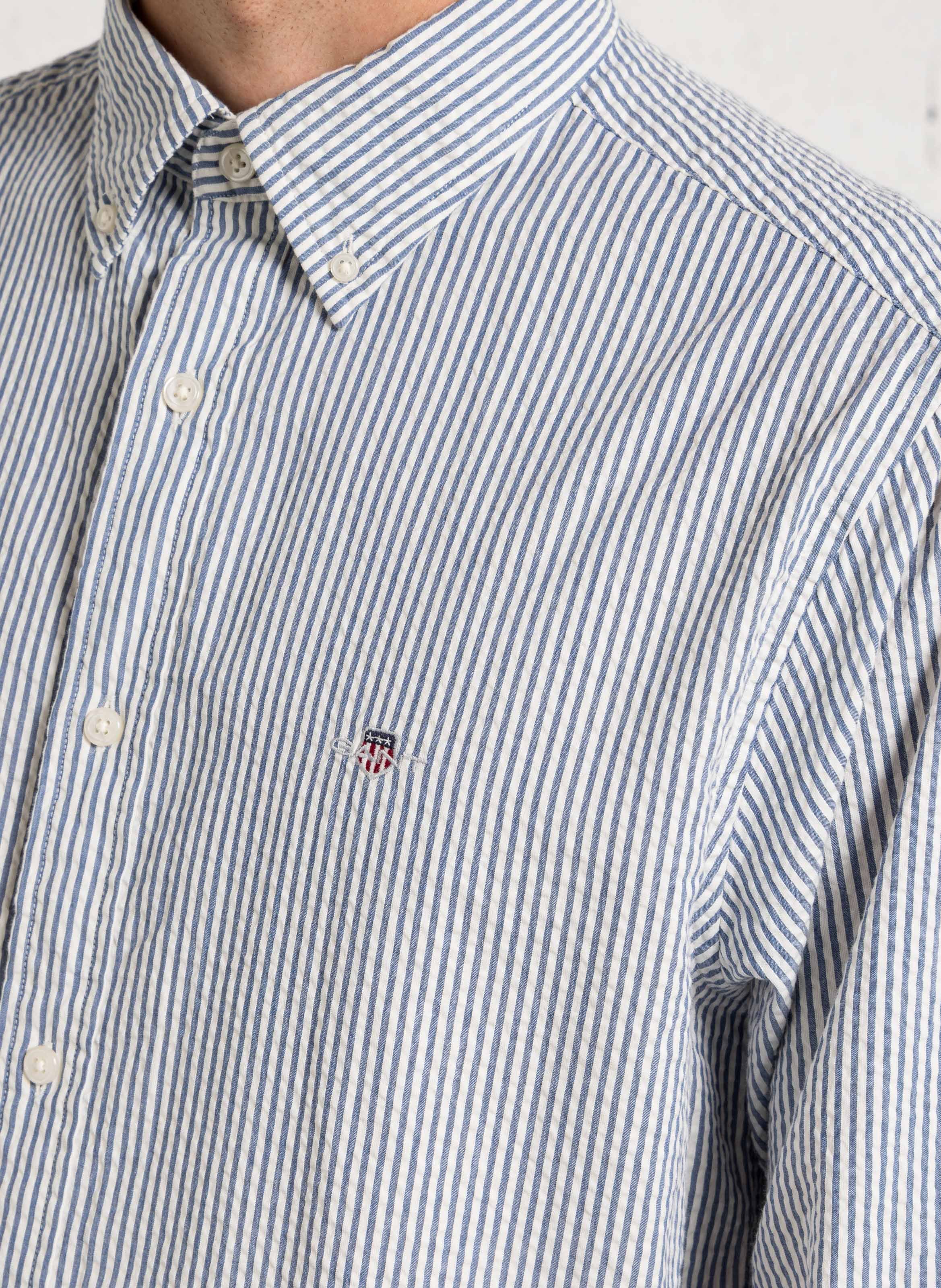 Regular-fit shirt with American collar striped in cotton GANT Blue