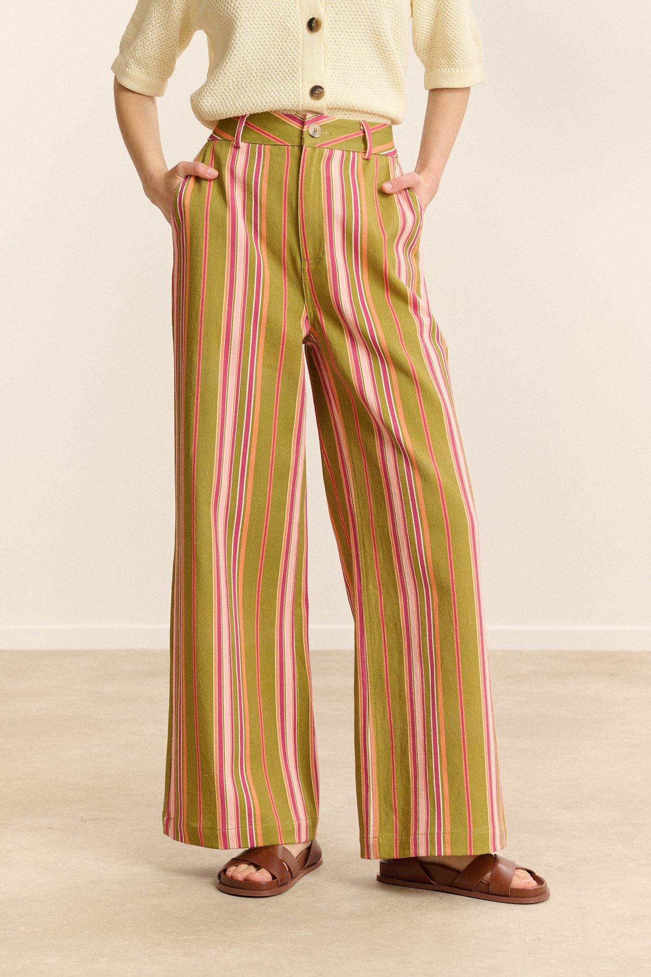 Striped denim pants GARANCE PARIS Khaki