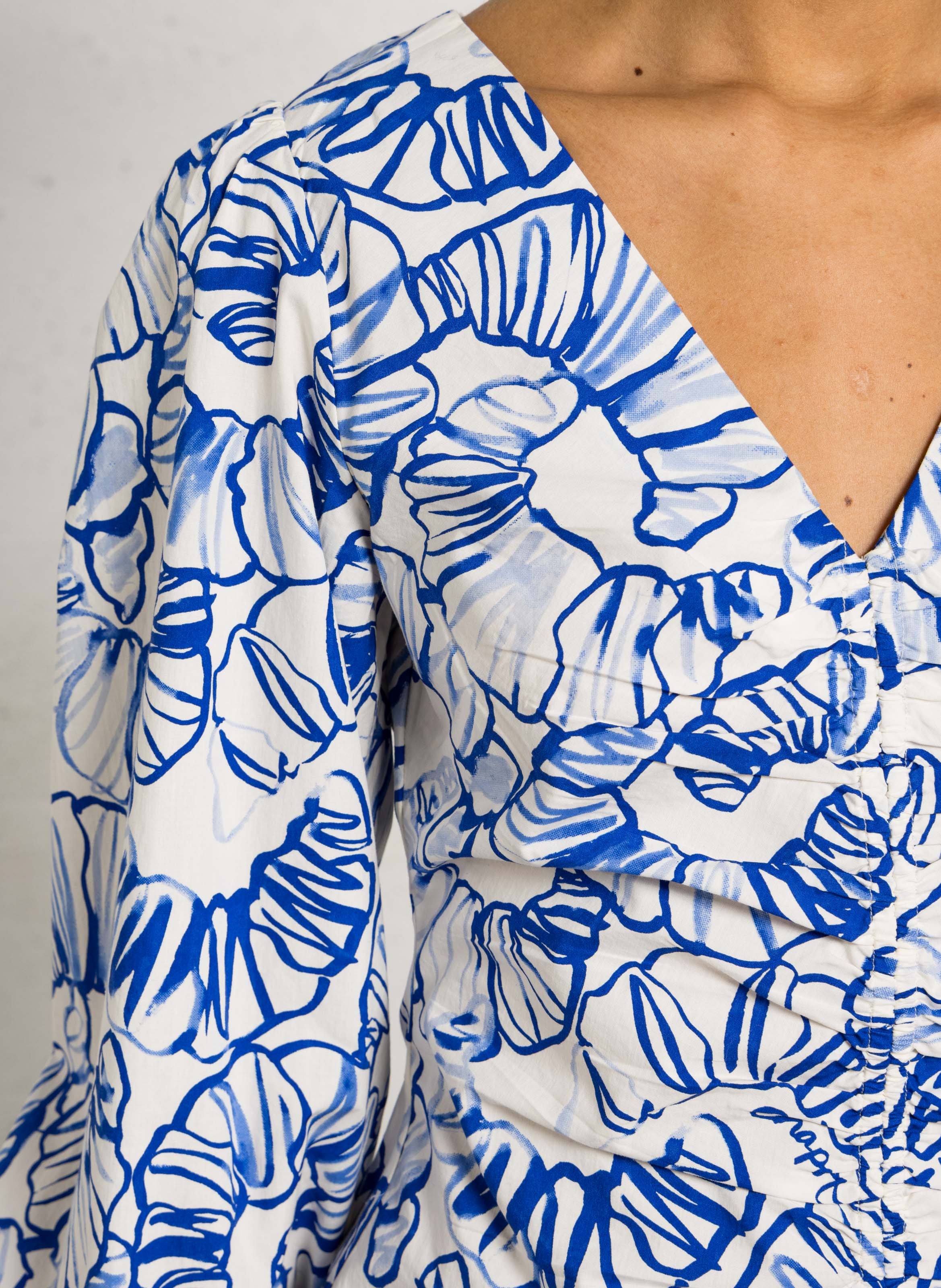 Blusa scollo a V in cotone FABIENNE CHAPOT Blu