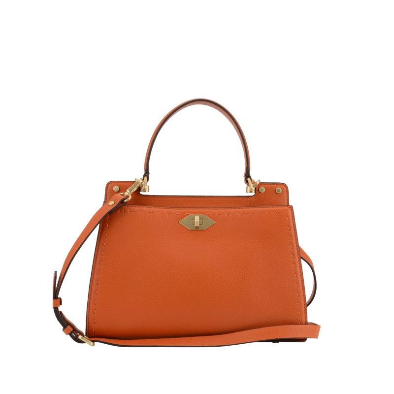 Handbag in calfskin POURCHET Orange