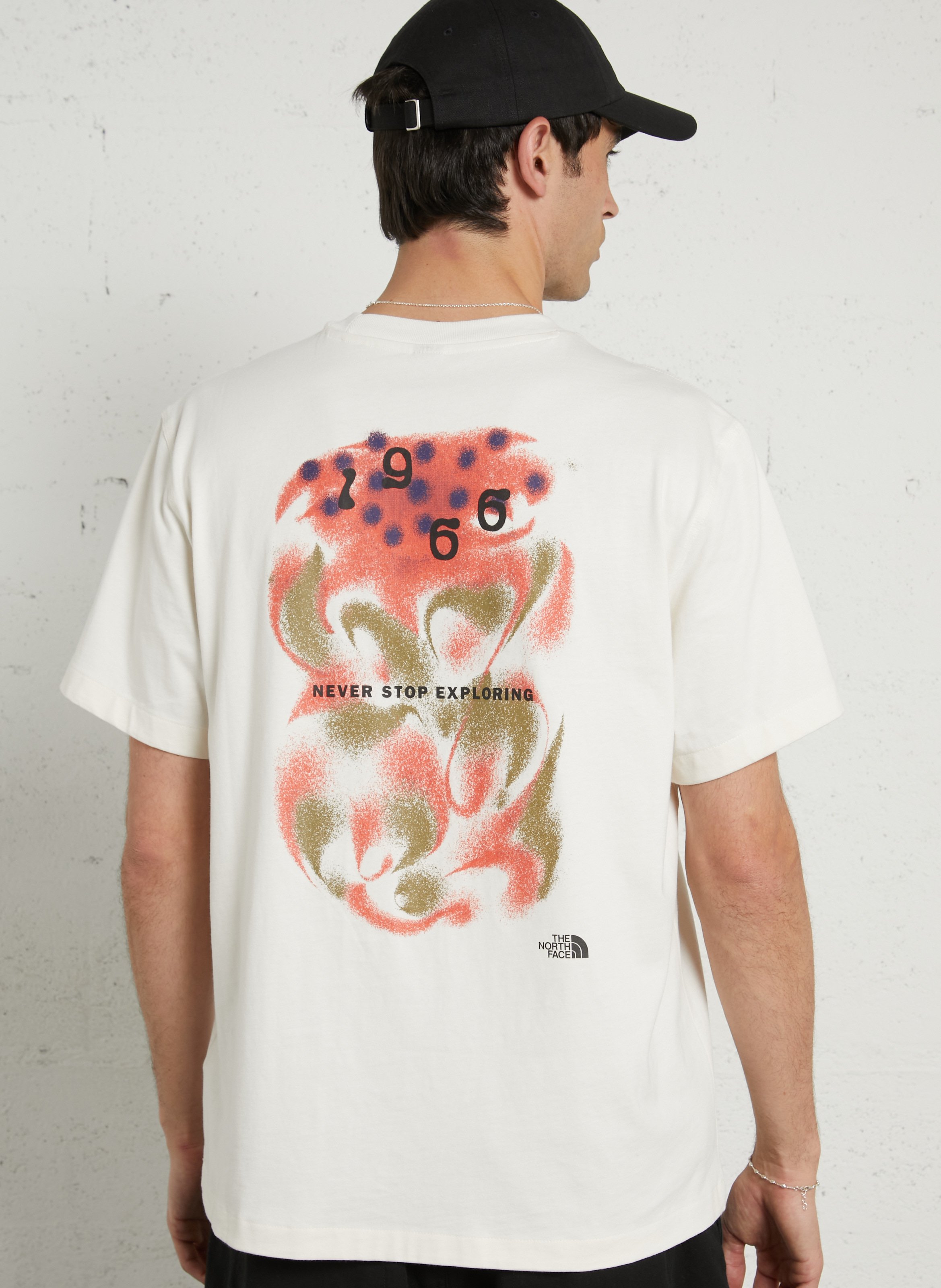 Straight round-neck cotton T-shirt with screen print THE NORTH FACE White