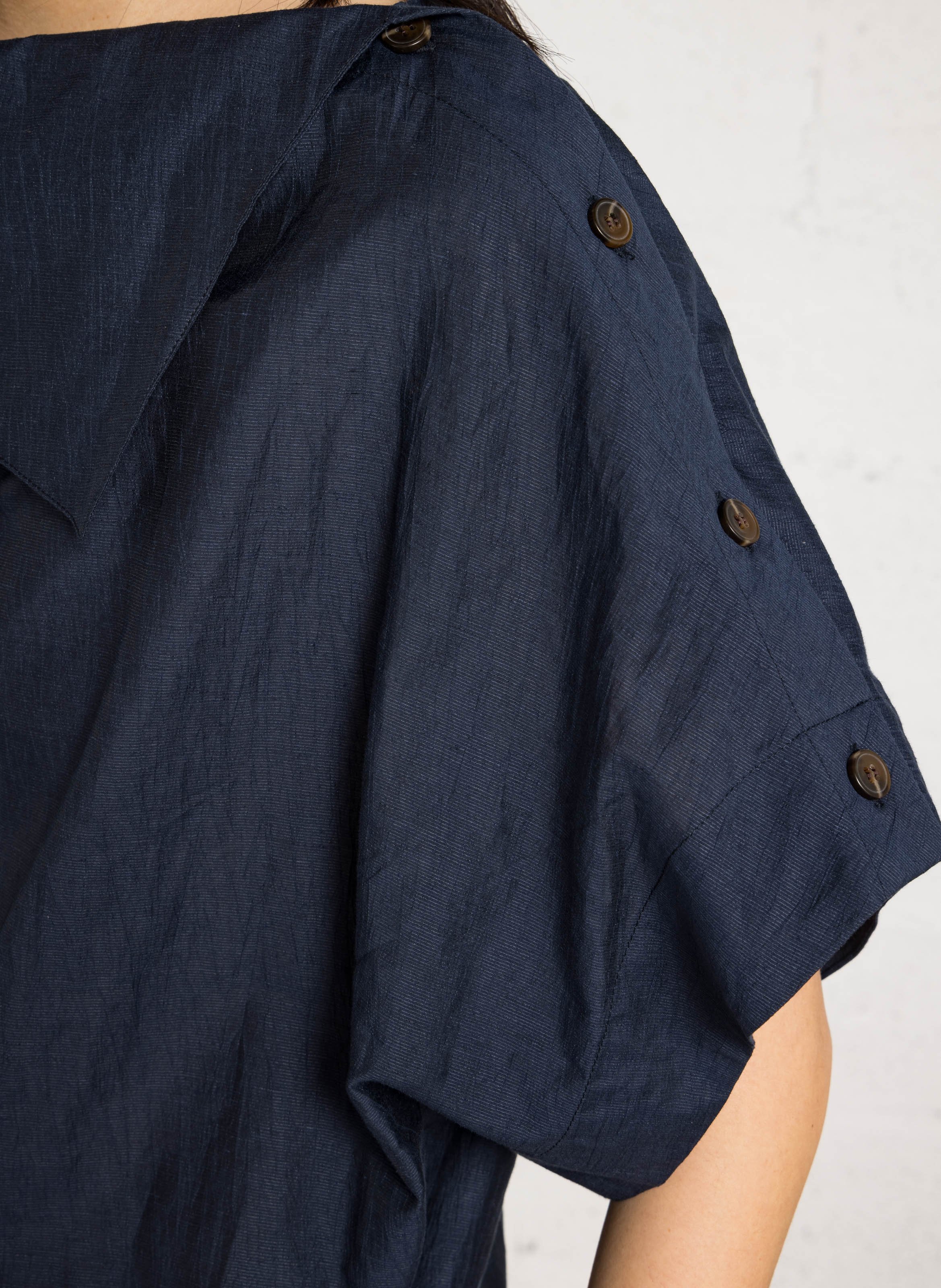 Blous oversize en lin et coton bio mélangé SOEUR Bleu