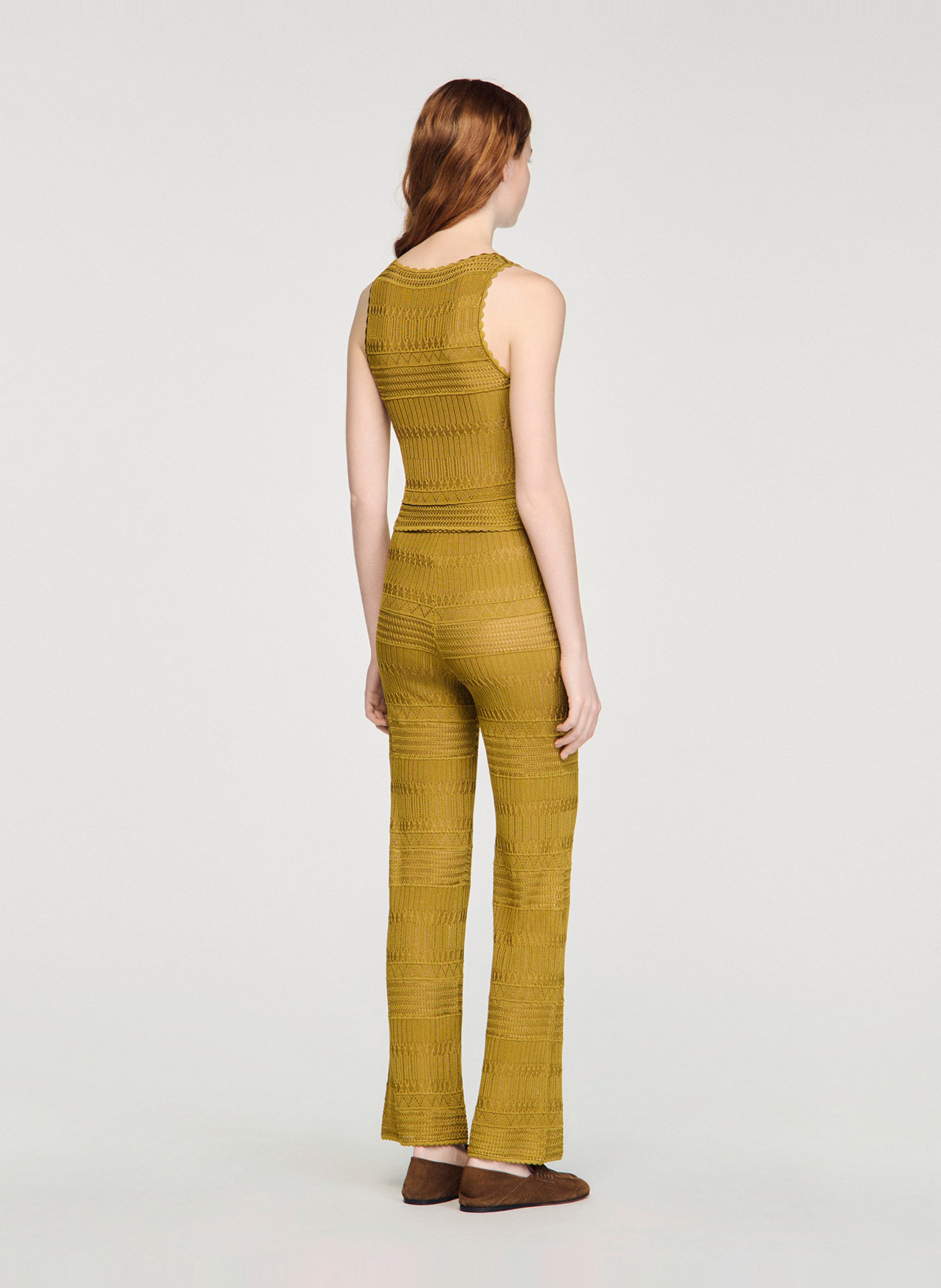 Top col V en maille SANDRO Vert