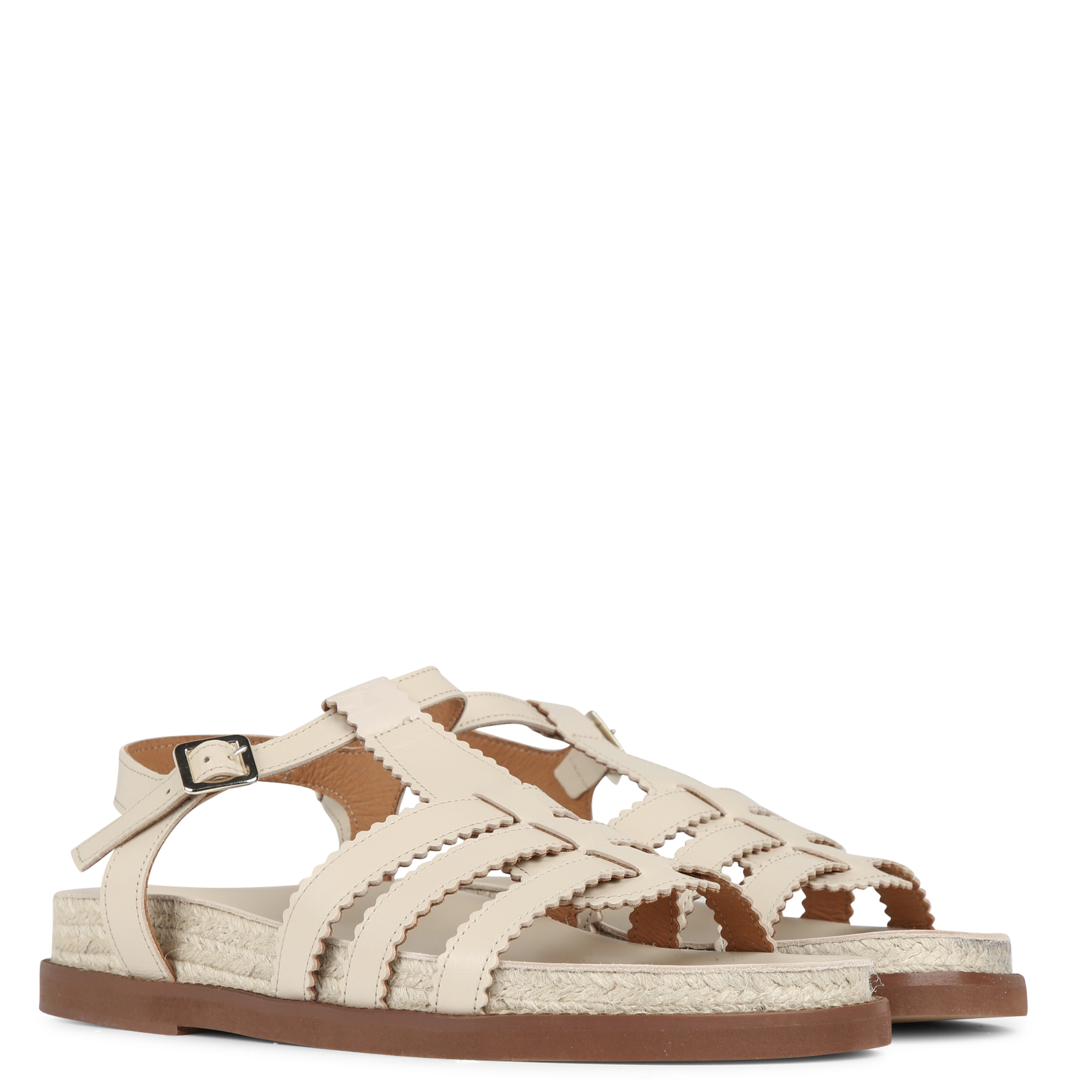 Avarca Berlin - Flache Ledersandalen mit Samt MELLOW YELLOW Beige