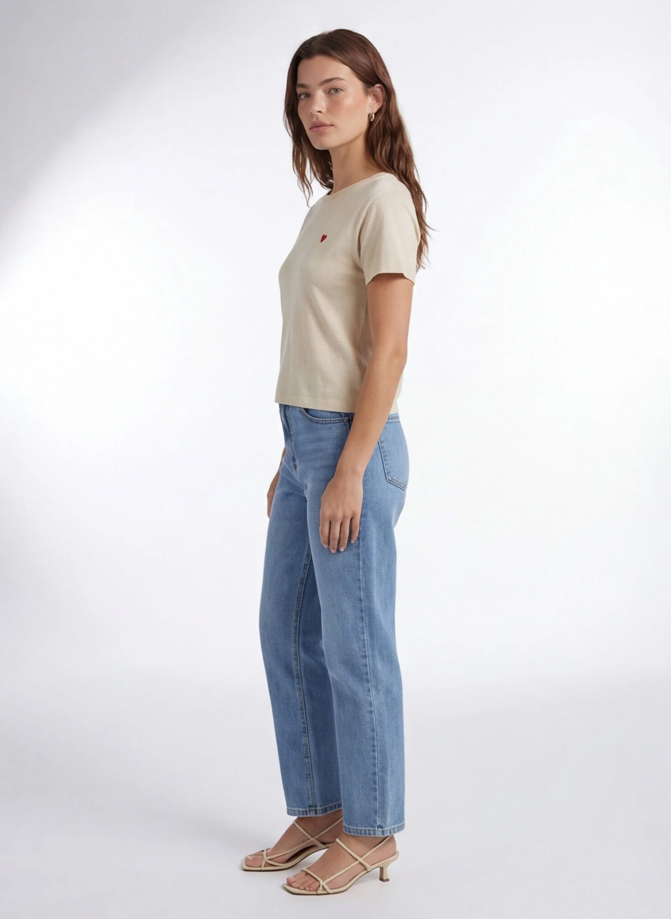 Tee-shirt col rond en coton KOOKAI Beige