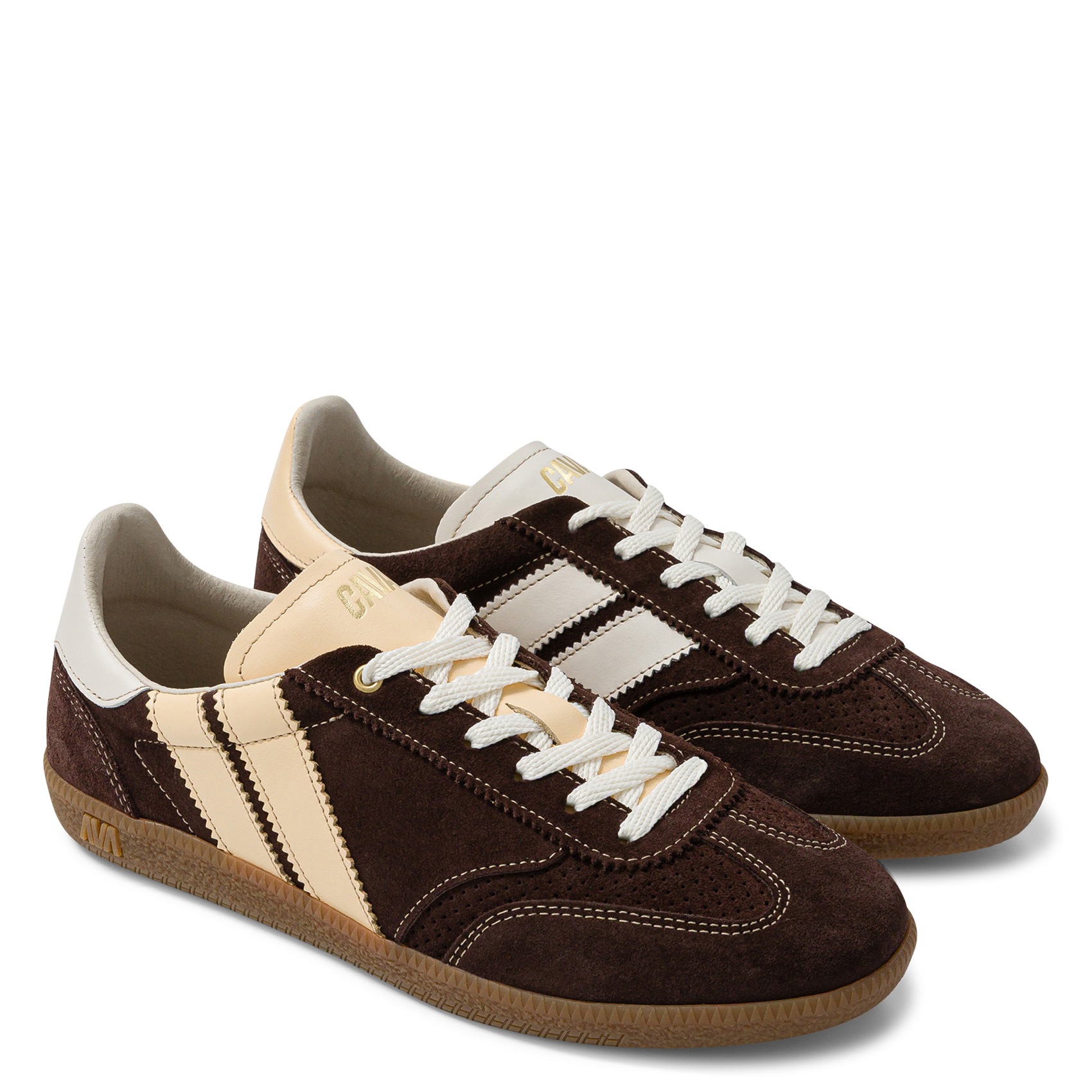 Baskets basses en cuir velours CAVAL Marron