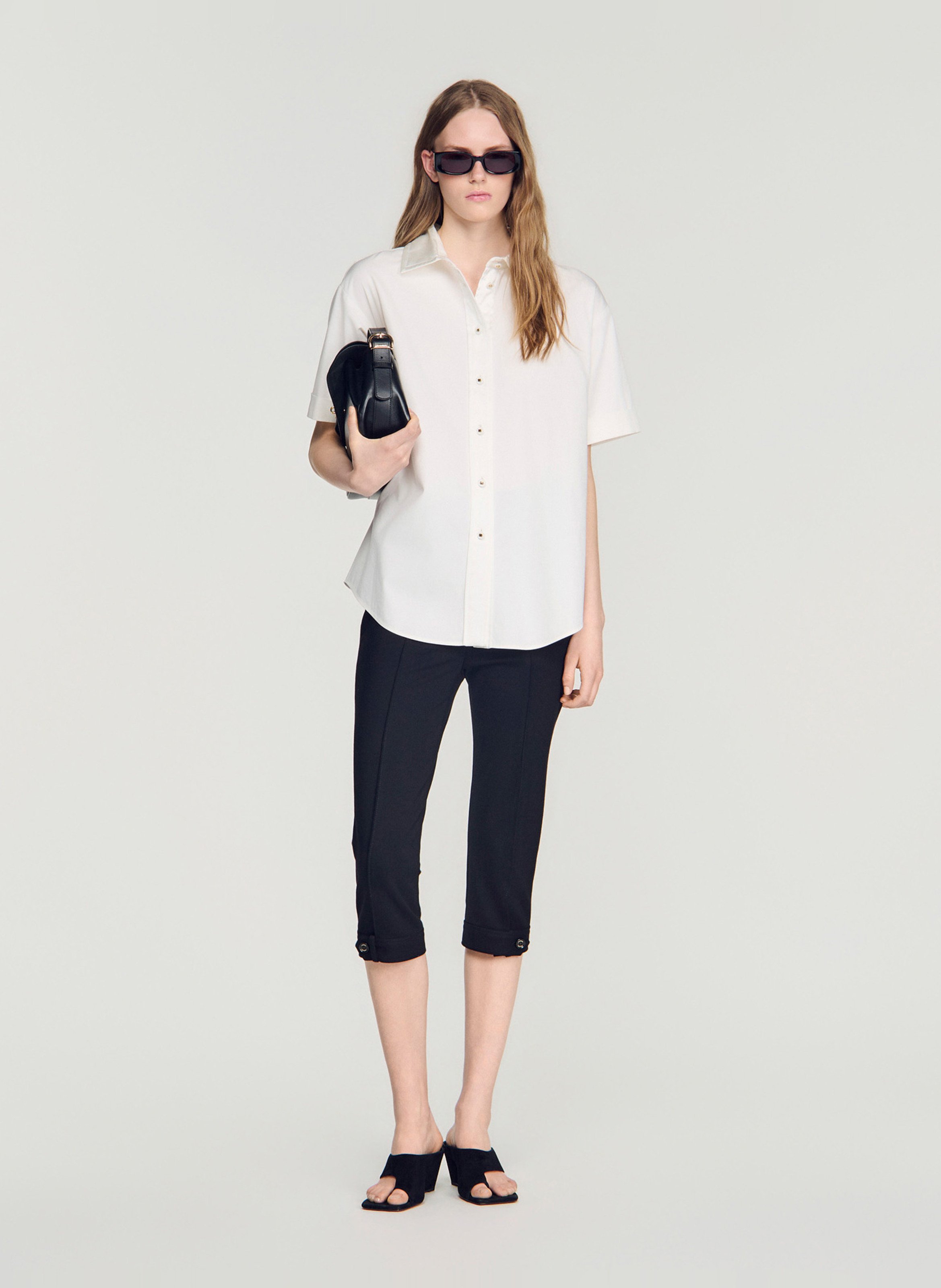 Ruimvallende blouse met klassieke kraag SANDRO Beige
