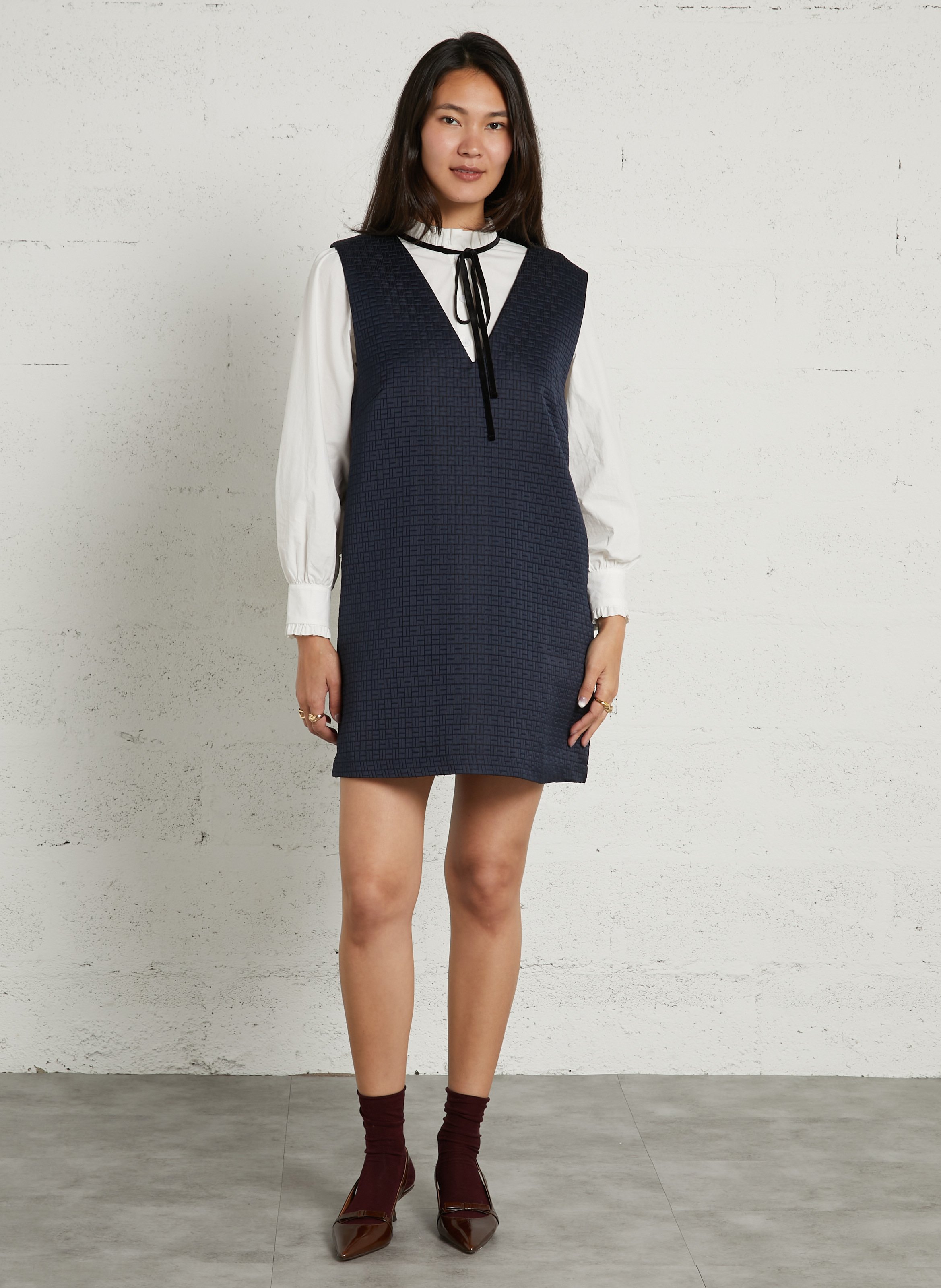 Korte jurk met V-hals SUNCOO Blue