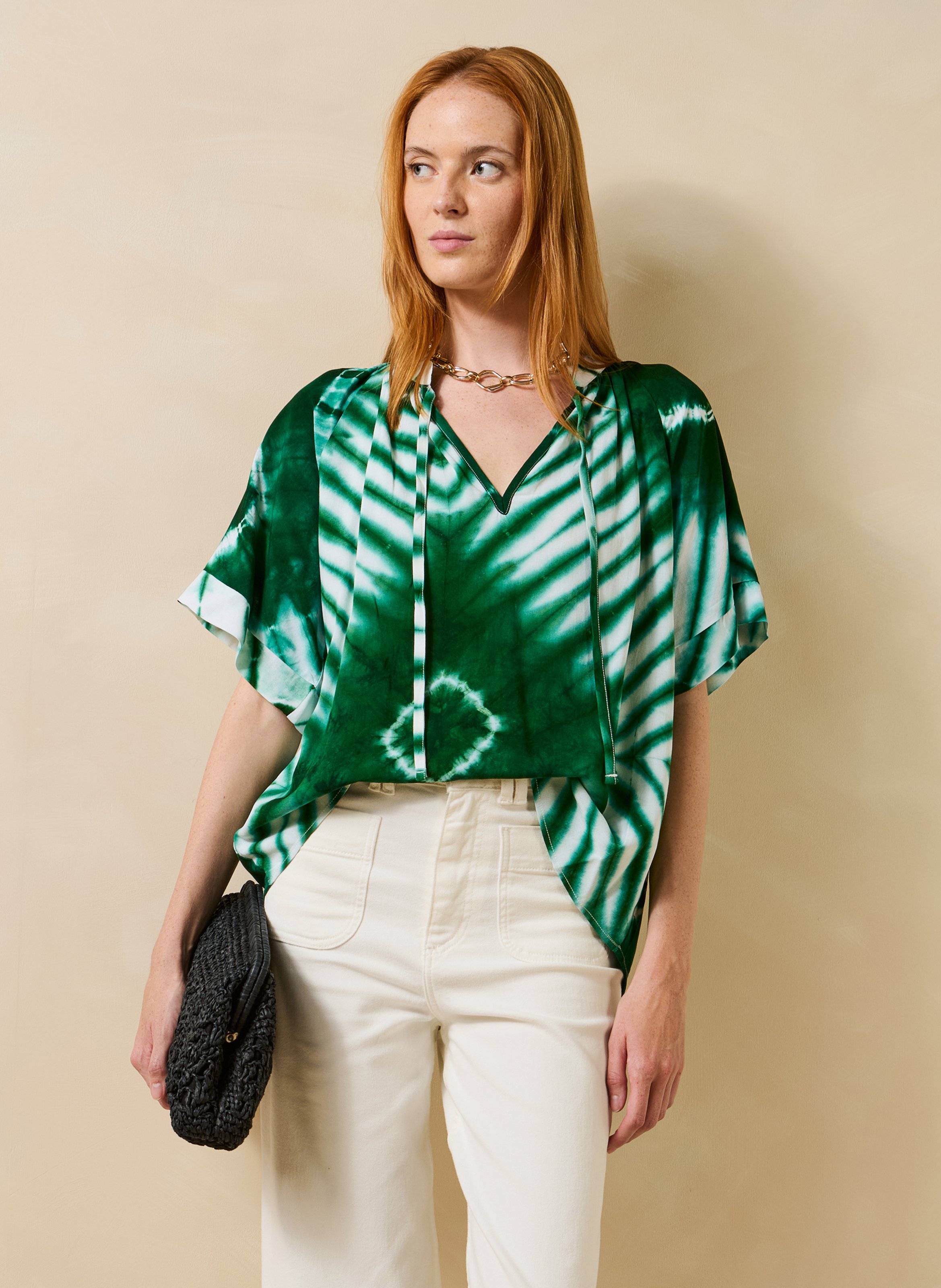 Tie-dye printed top LA FEE MARABOUTEE Green