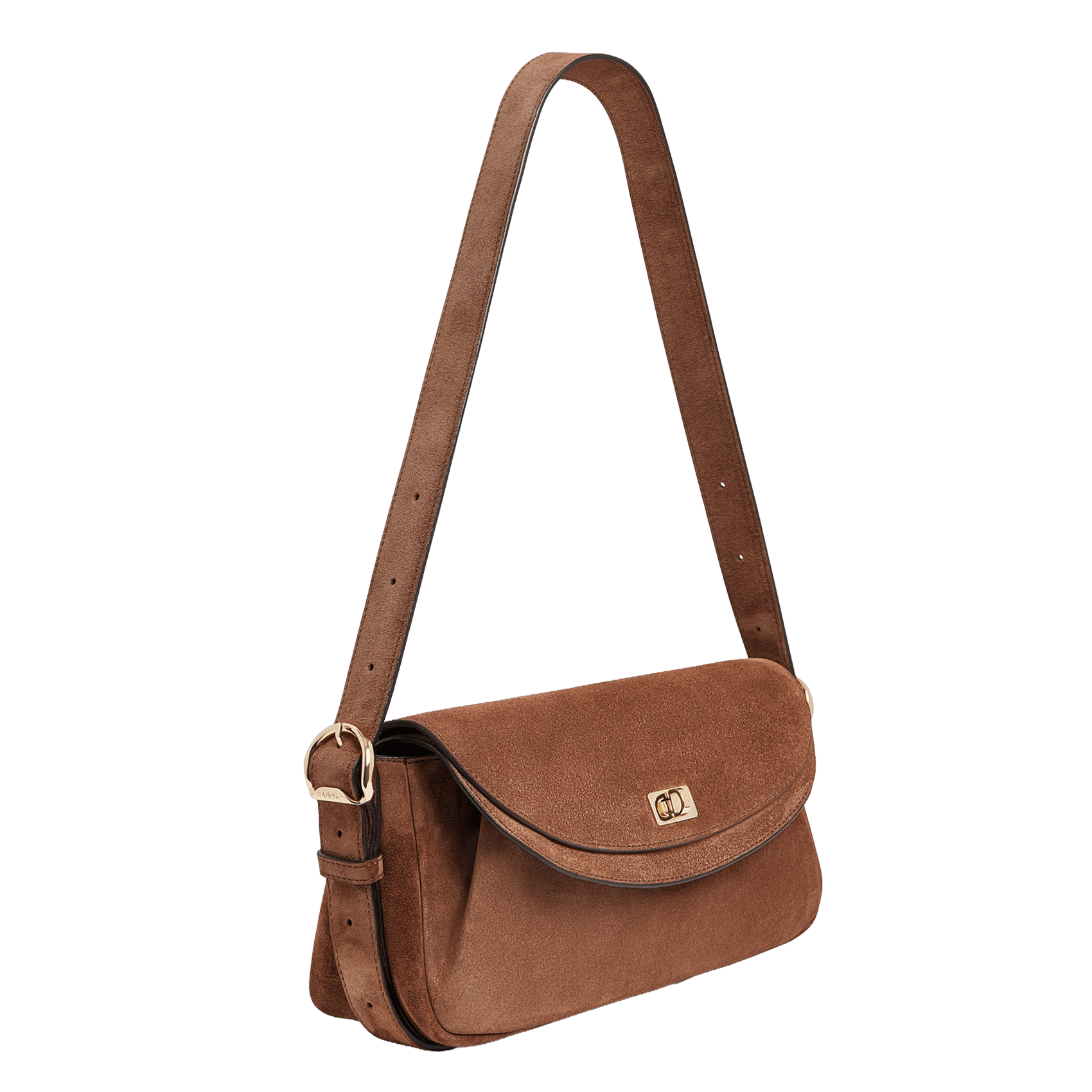 Suede shoulder bag SANDRO Brown