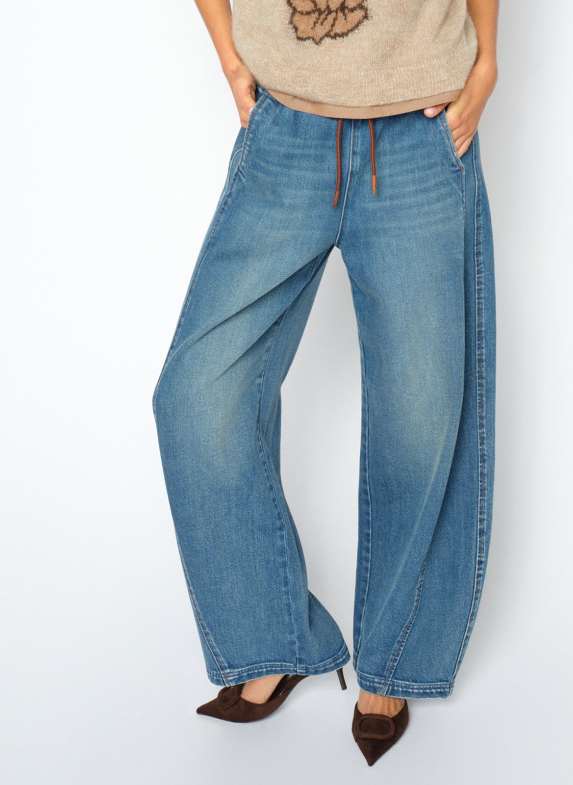 Jean barrel en coton mélangé MOS MOSH Bleu