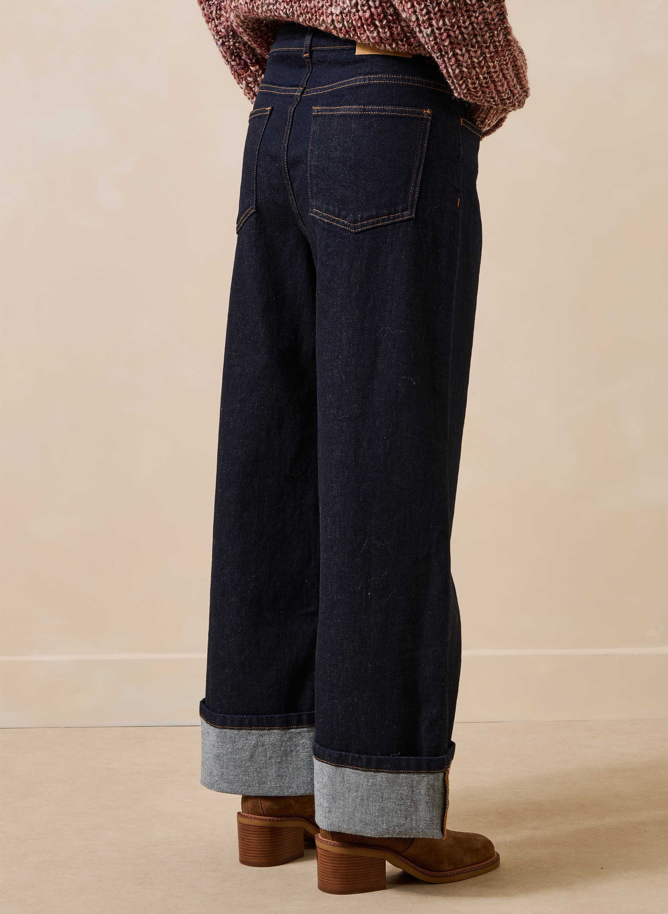 Wijde broek van biologisch katoenmix LA FEE MARABOUTEE Blauw